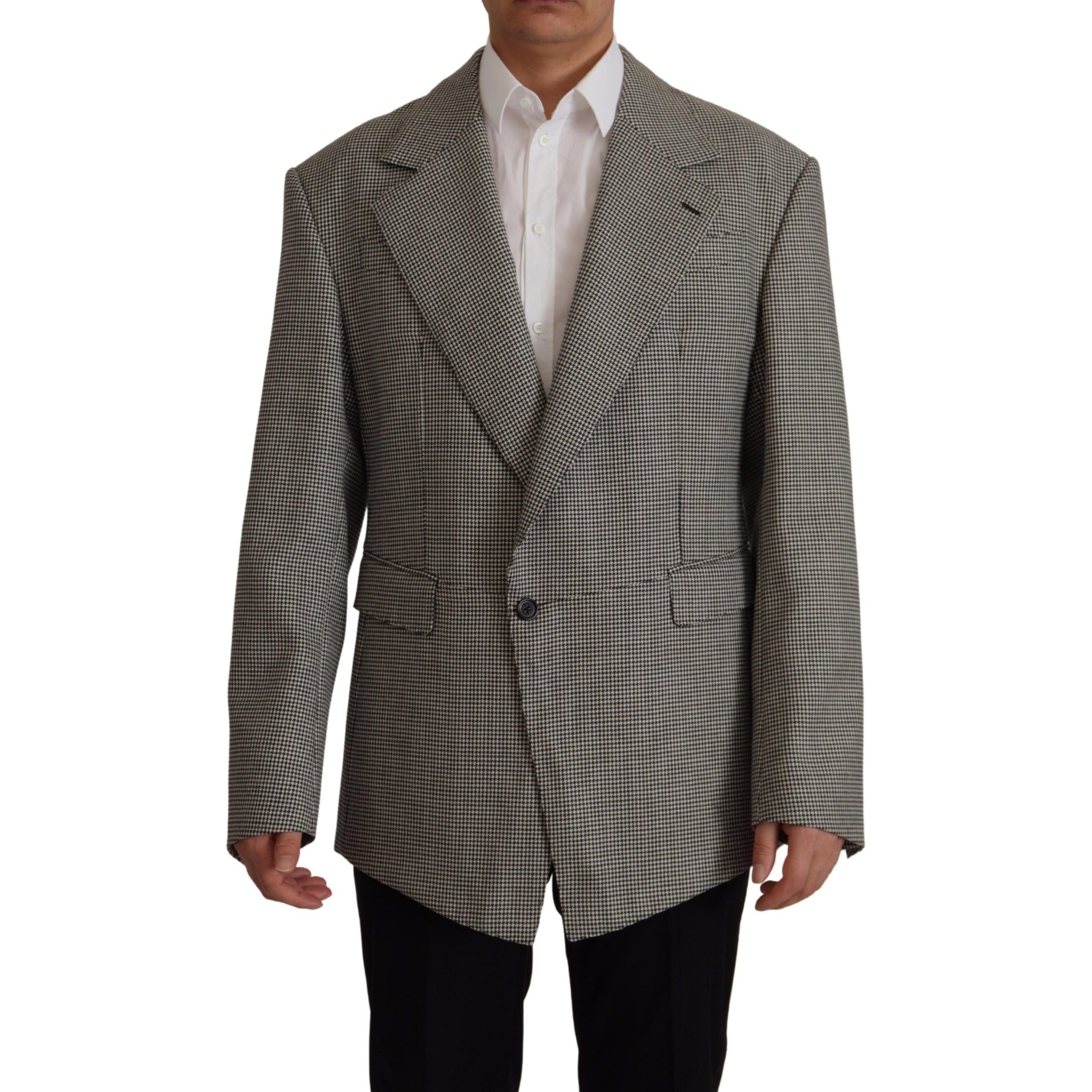 Dolce & Gabbana Gray Wool Checkered Blazer