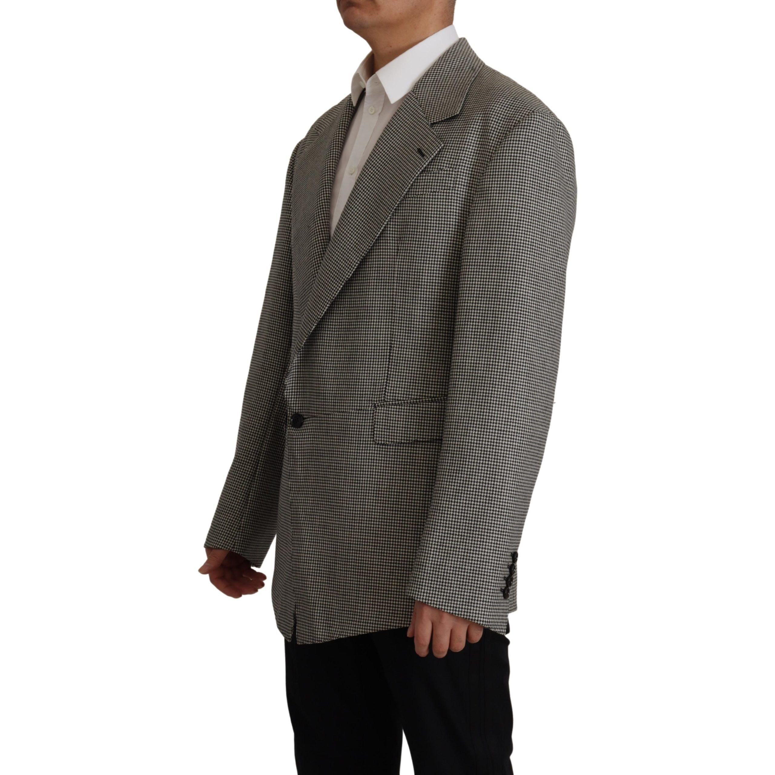 Dolce & Gabbana Gray Wool Checkered Blazer