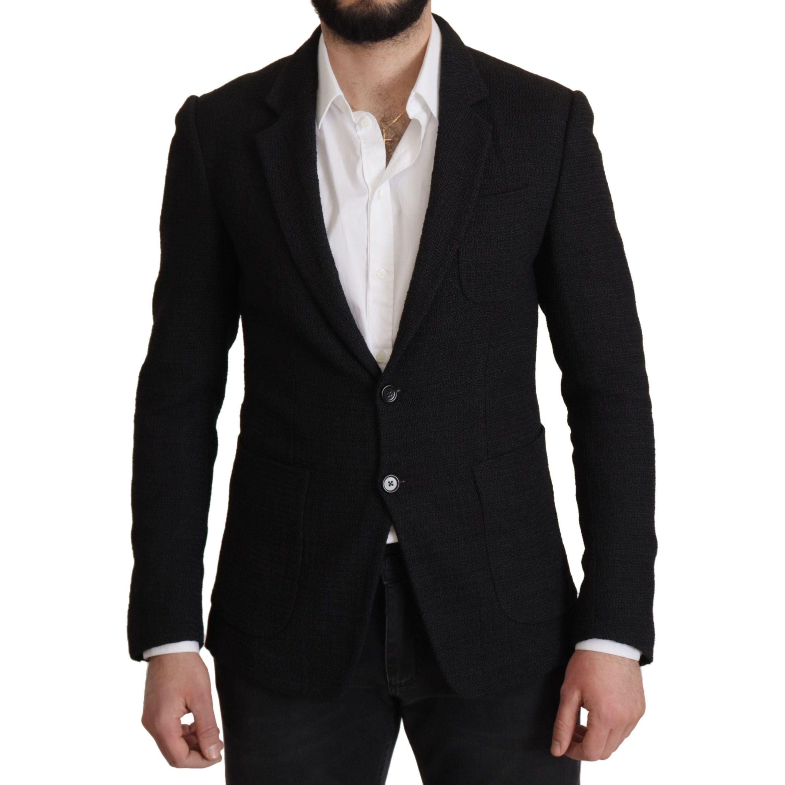 Dolce & Gabbana Navy Wool Elegant Single Breasted Blazer