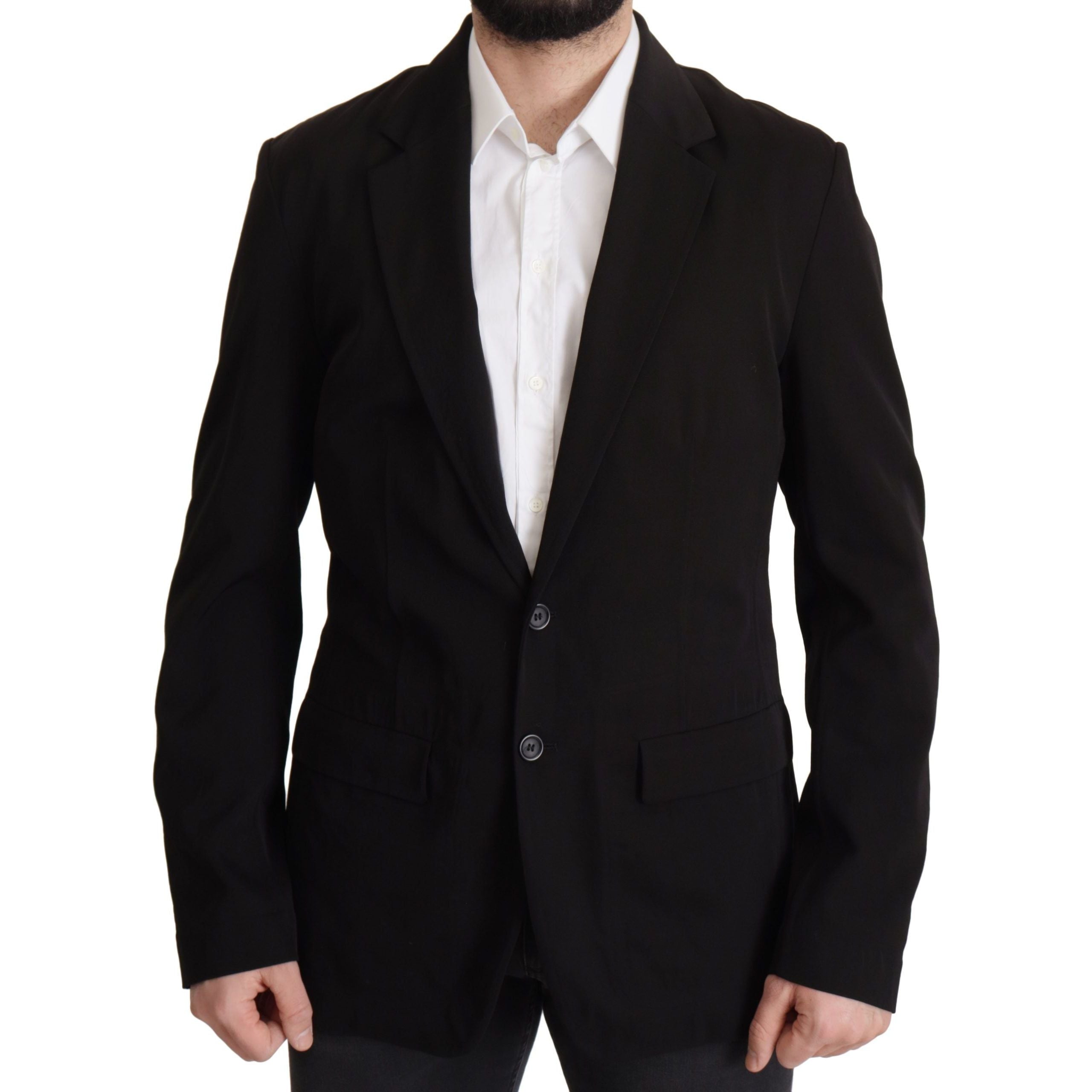 Dolce & Gabbana Black Virgin Wool Single Breasted Jacket