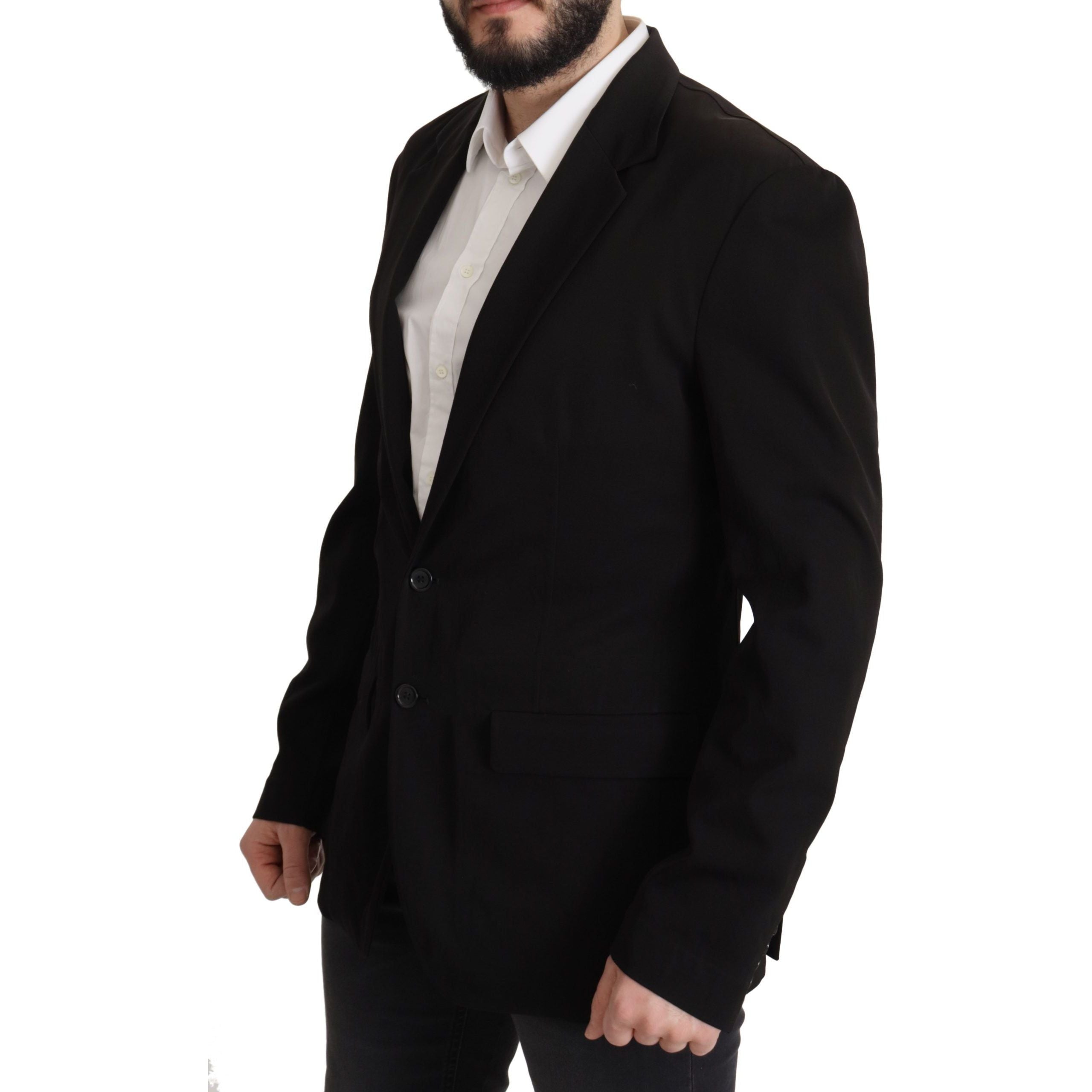Dolce & Gabbana Black Virgin Wool Single Breasted Jacket