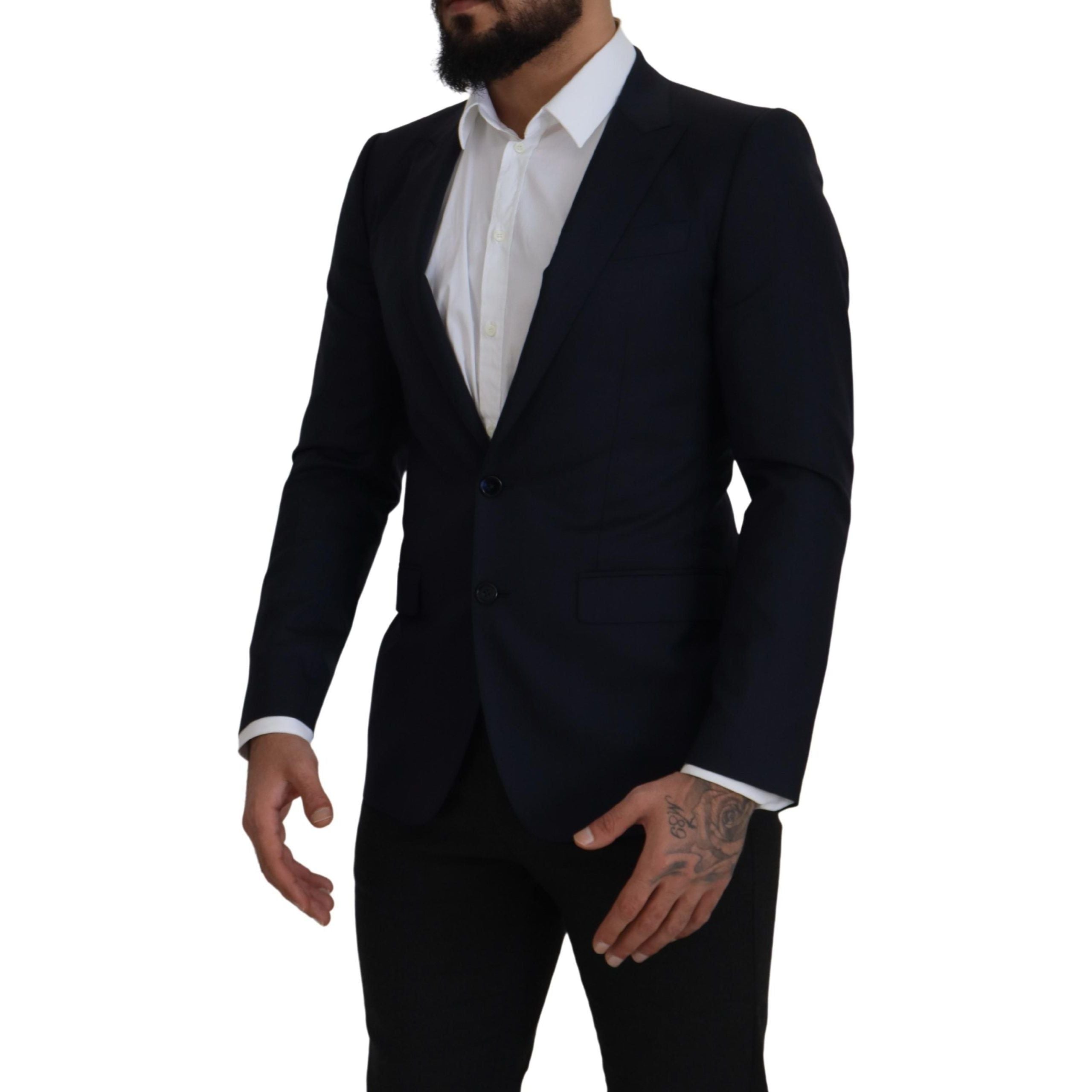 Dolce & Gabbana Navy Wool Silk Blazer