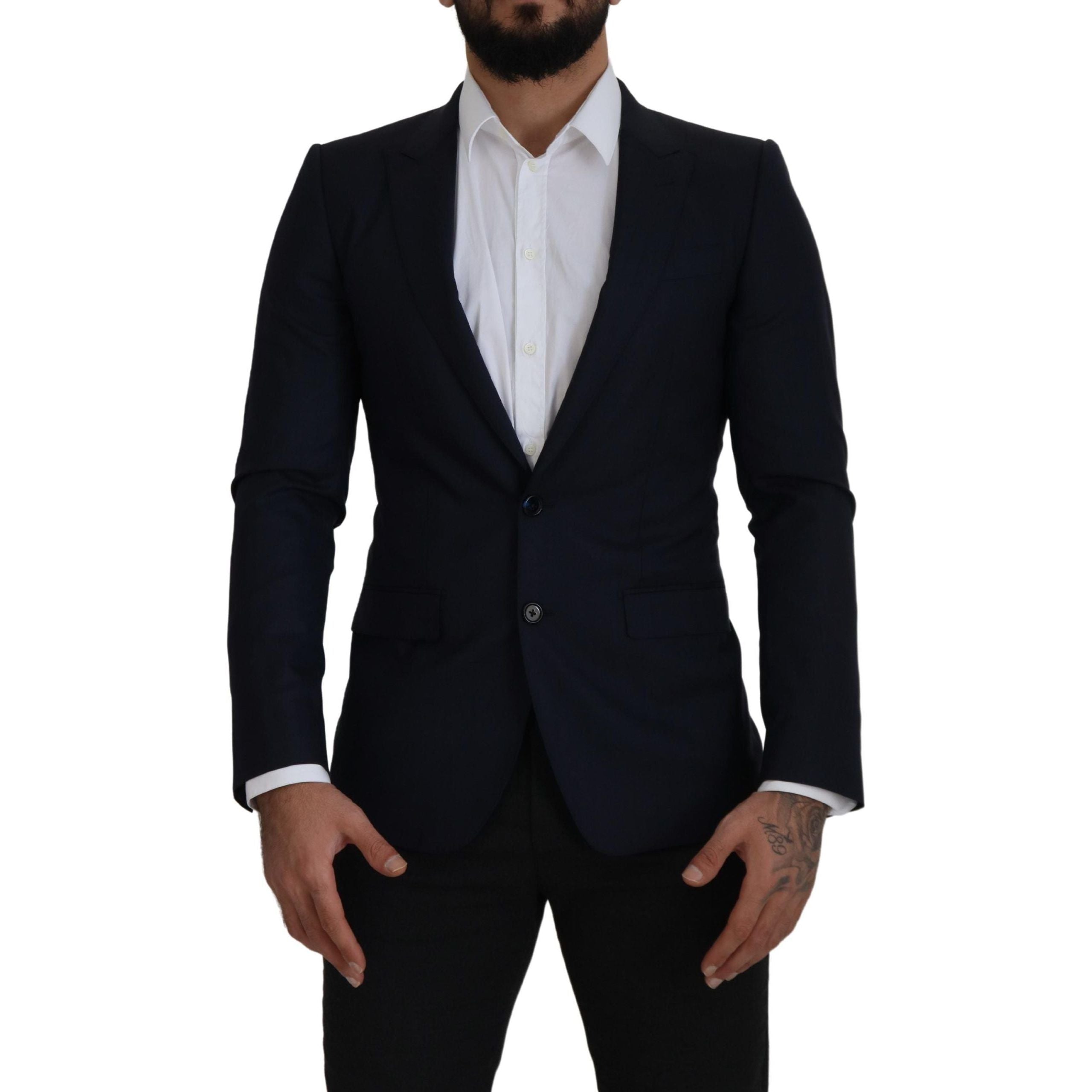 Dolce & Gabbana Navy Wool Silk Blazer