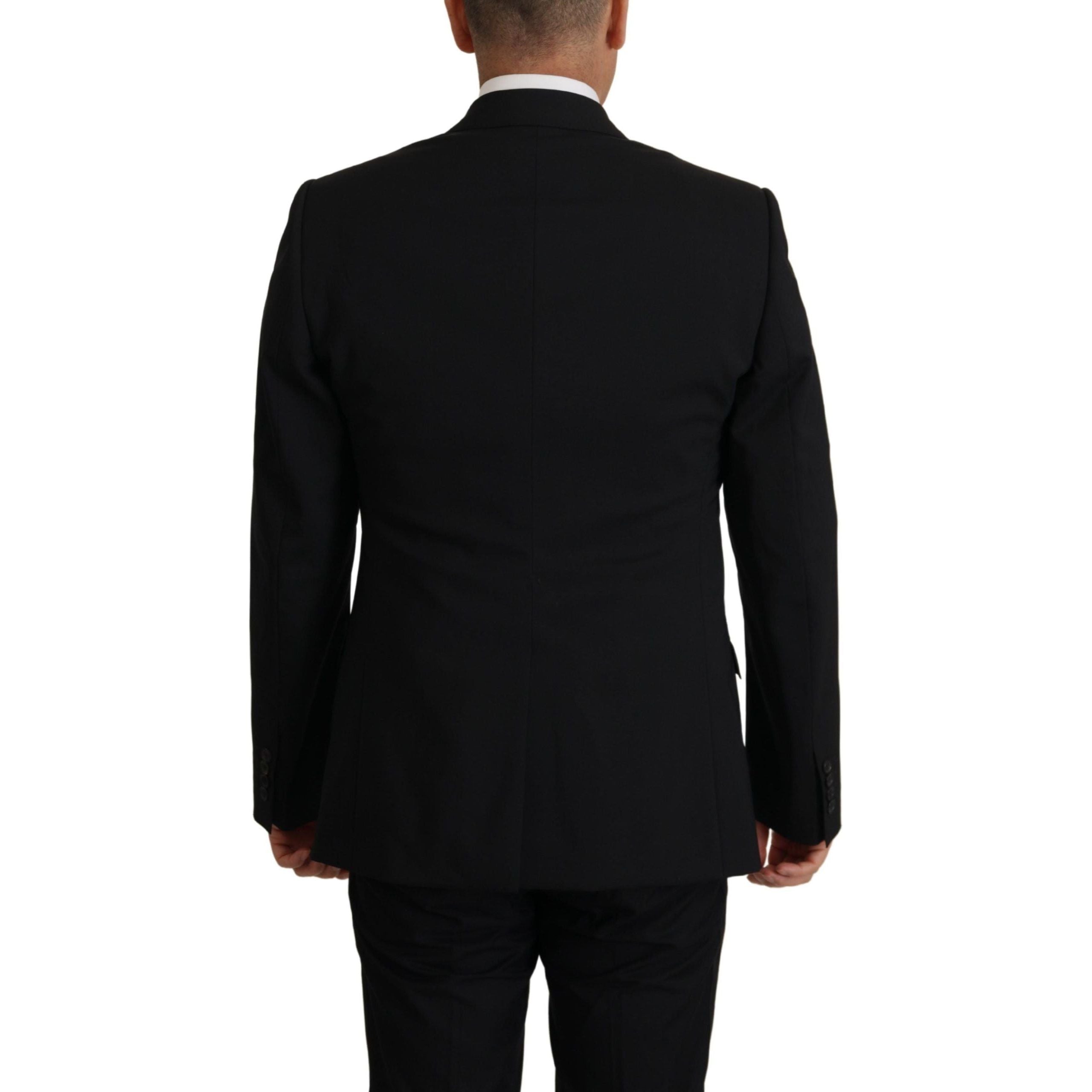 Dolce & Gabbana Black Virgin Wool Blazer and Vest Set