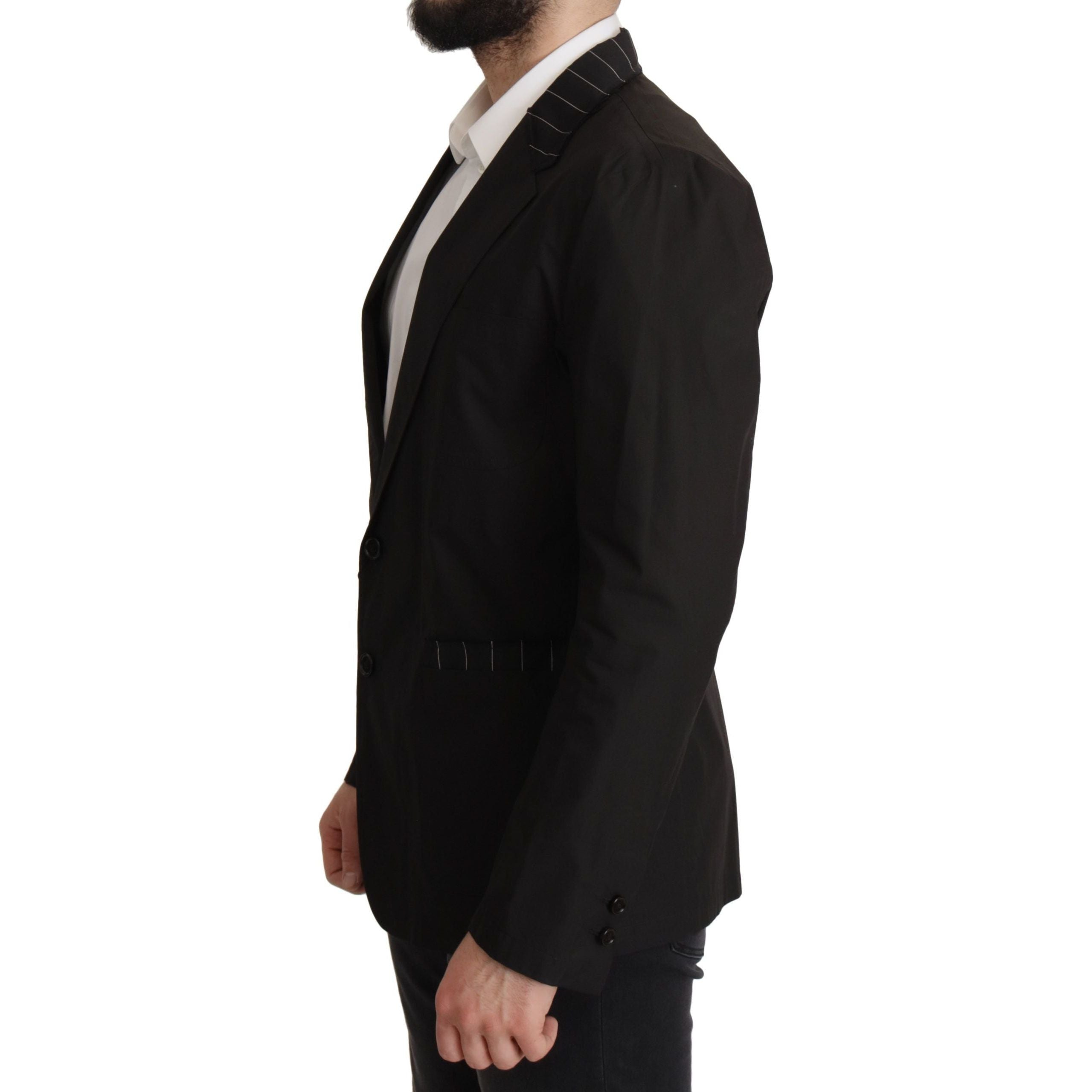 Dolce & Gabbana Black Cotton-Wool Blend Blazer Jacket