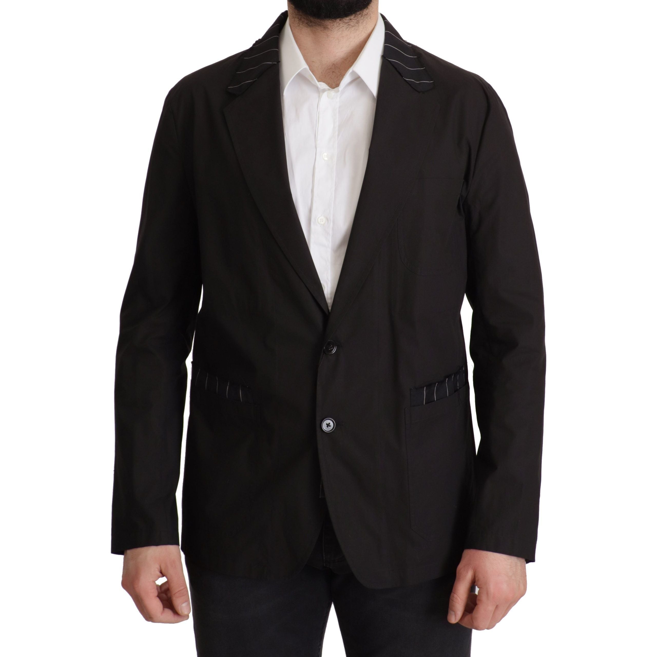 Dolce & Gabbana Black Cotton-Wool Blend Blazer Jacket