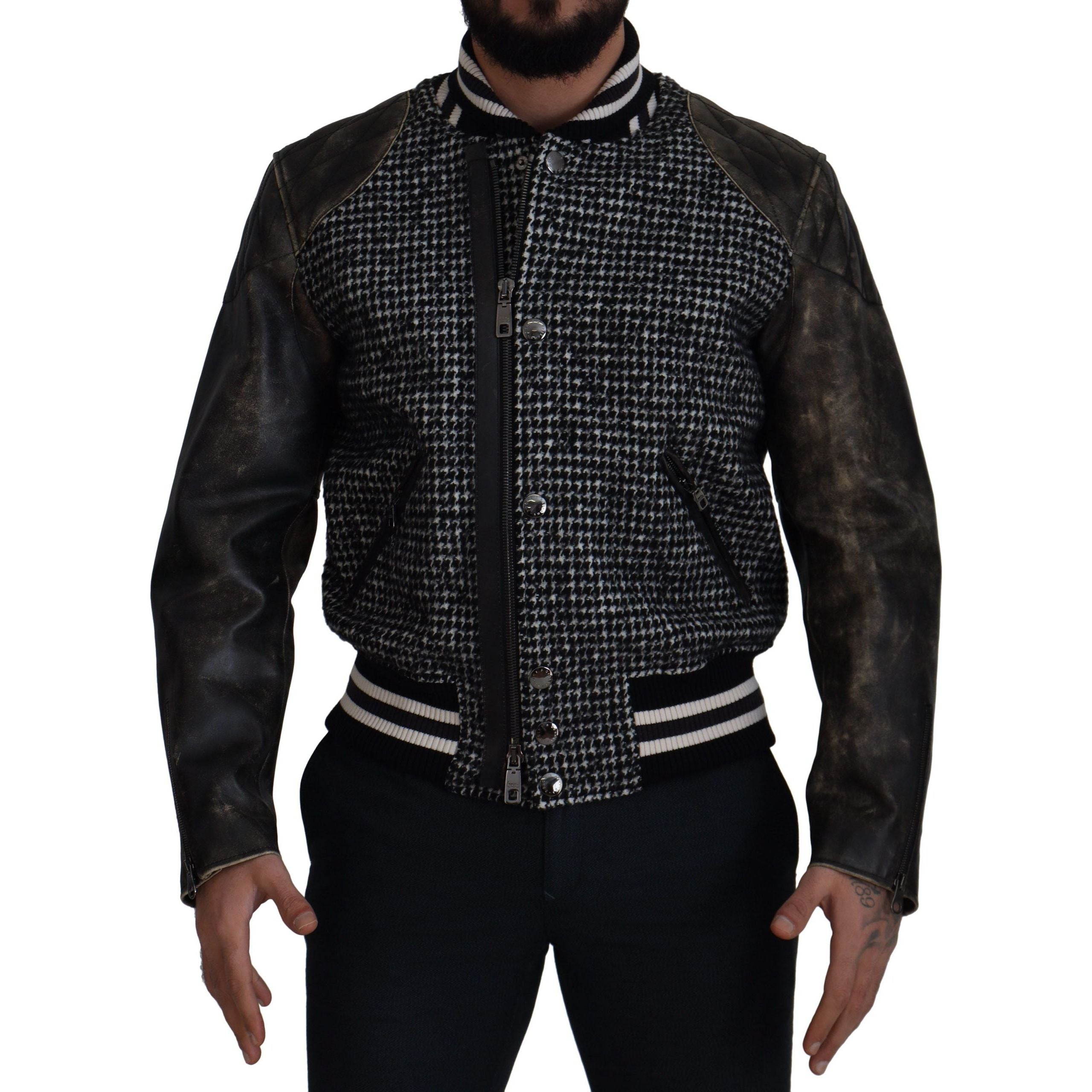 Dolce & Gabbana Multicolor Leather Bomber Jacket