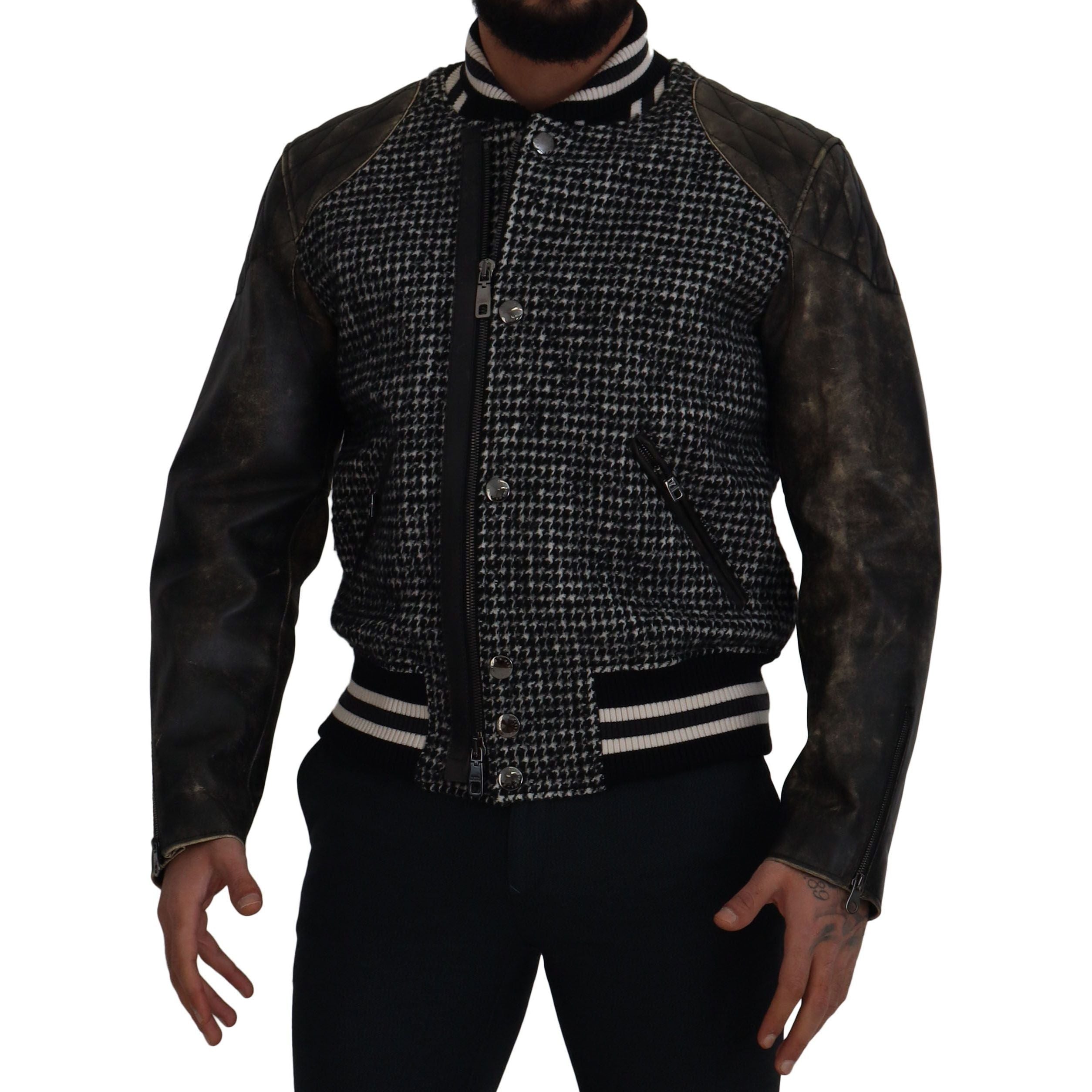 Dolce & Gabbana Multicolor Leather Bomber Jacket