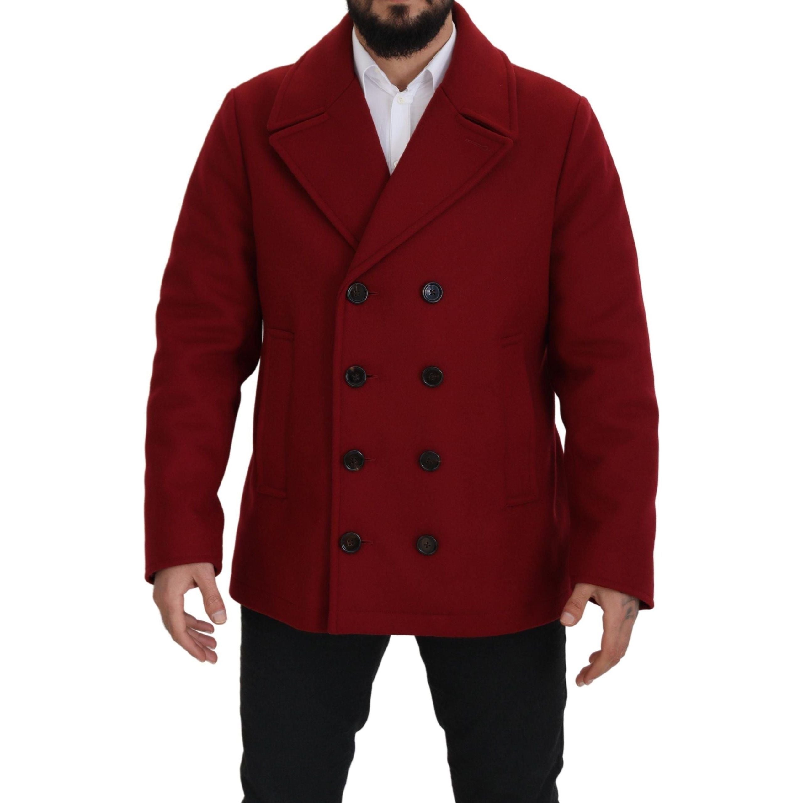 Dolce & Gabbana Red Wool Double Breasted Jacket