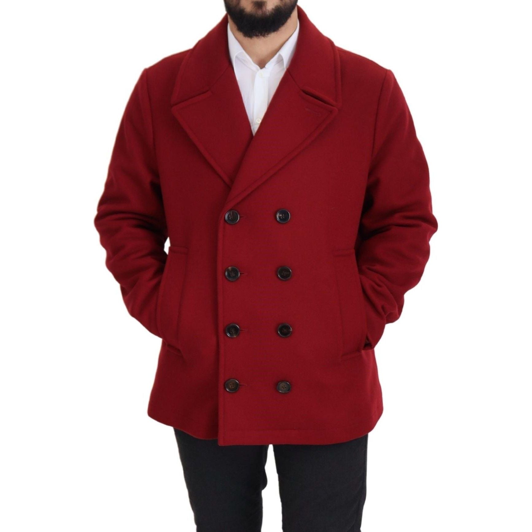 Dolce & Gabbana Red Wool Double Breasted Jacket