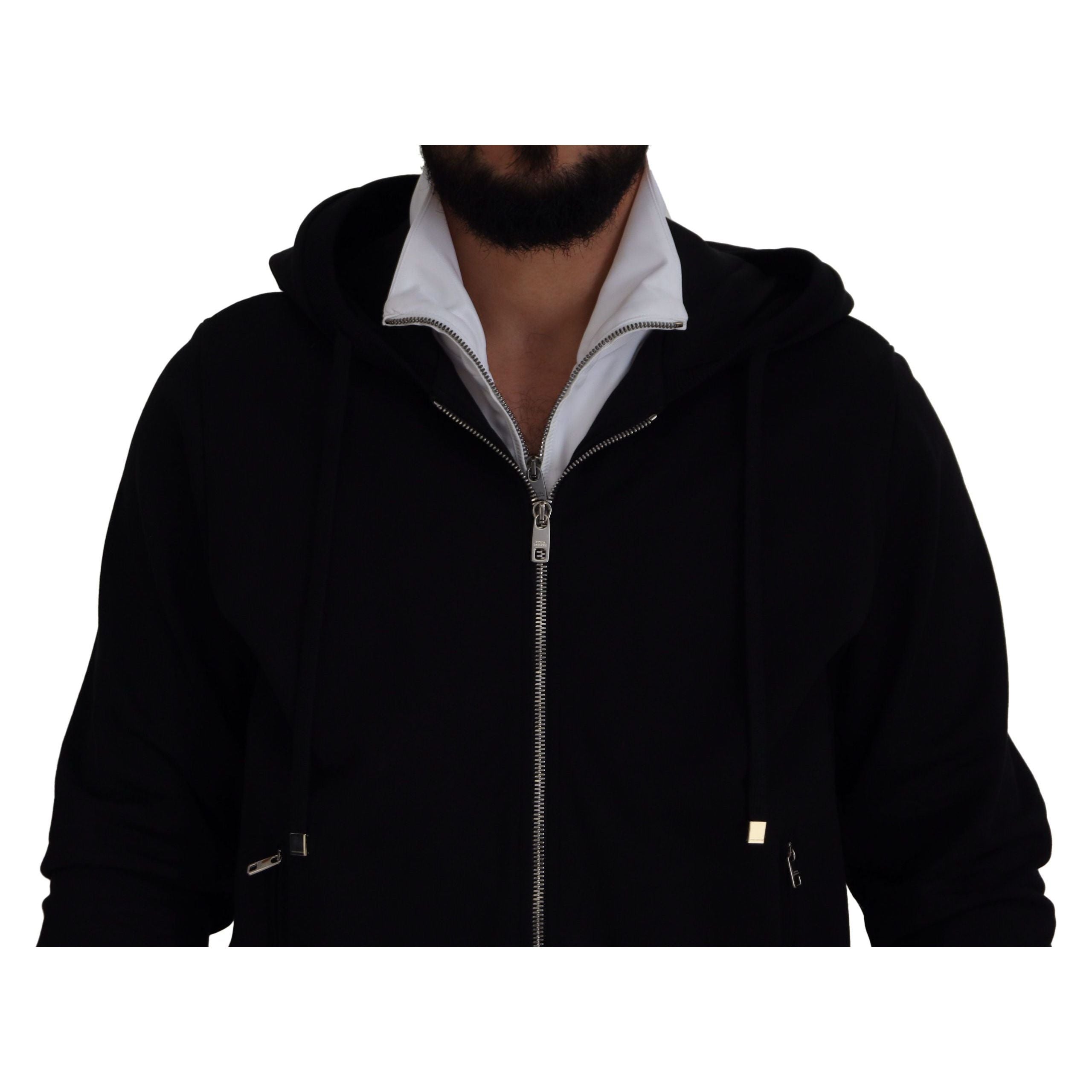Dolce & Gabbana Black Nylon Bomber Jacket with Hood