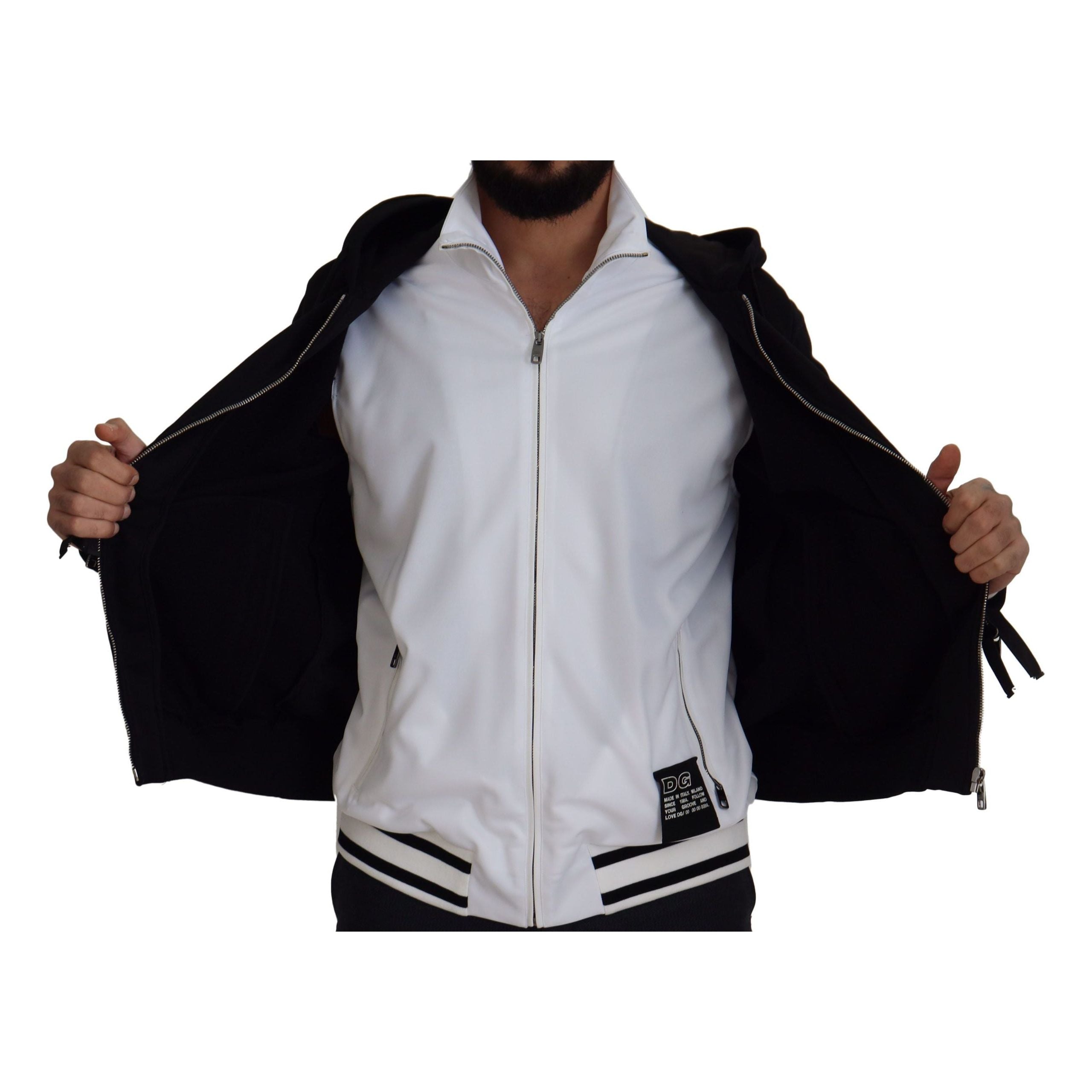 Dolce & Gabbana Black Nylon Bomber Jacket with Hood