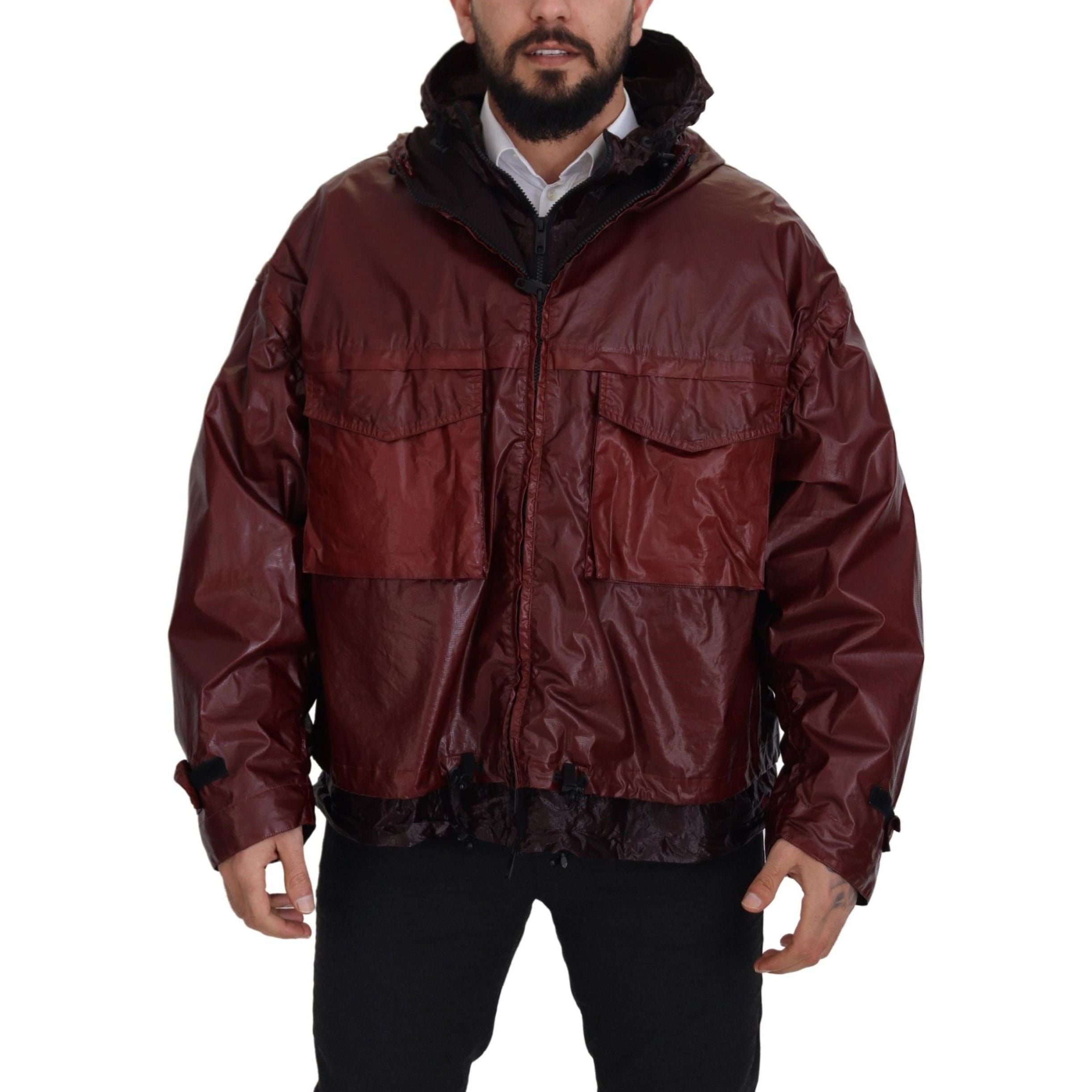 Dolce & Gabbana Bordeaux Cotton Full Zip Hooded Jacket