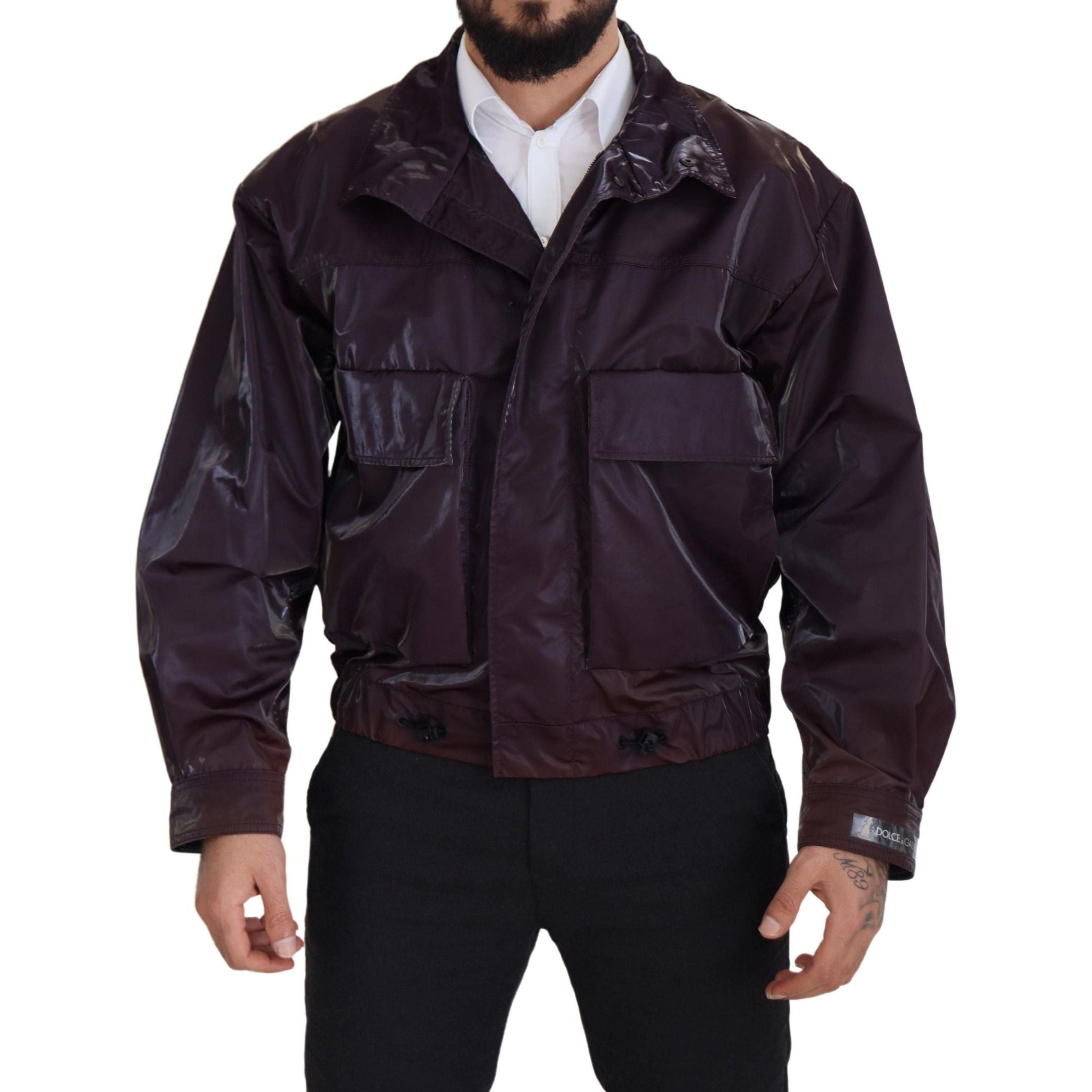 Dolce & Gabbana Purple Leather Biker Jacket