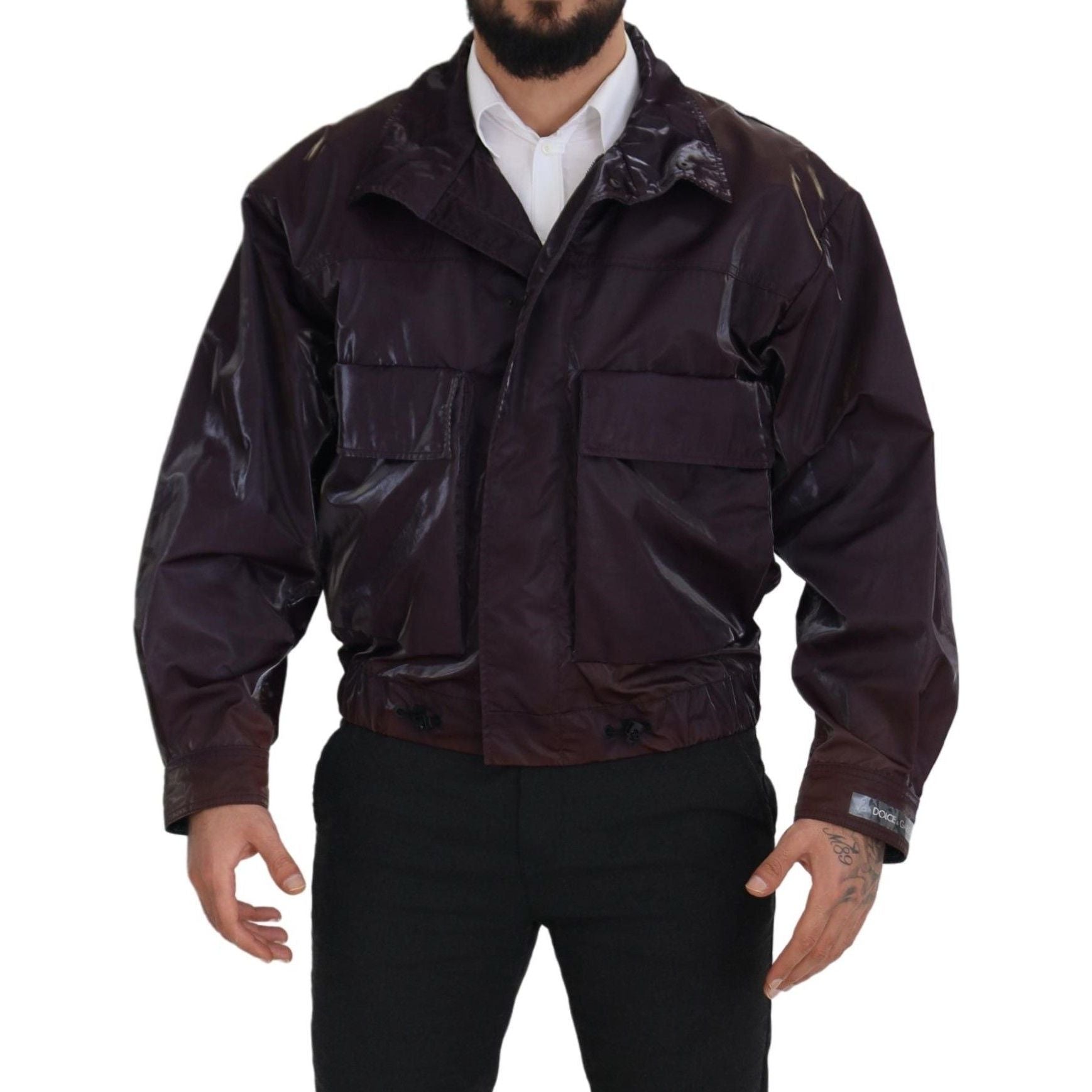Dolce & Gabbana Purple Leather Biker Jacket