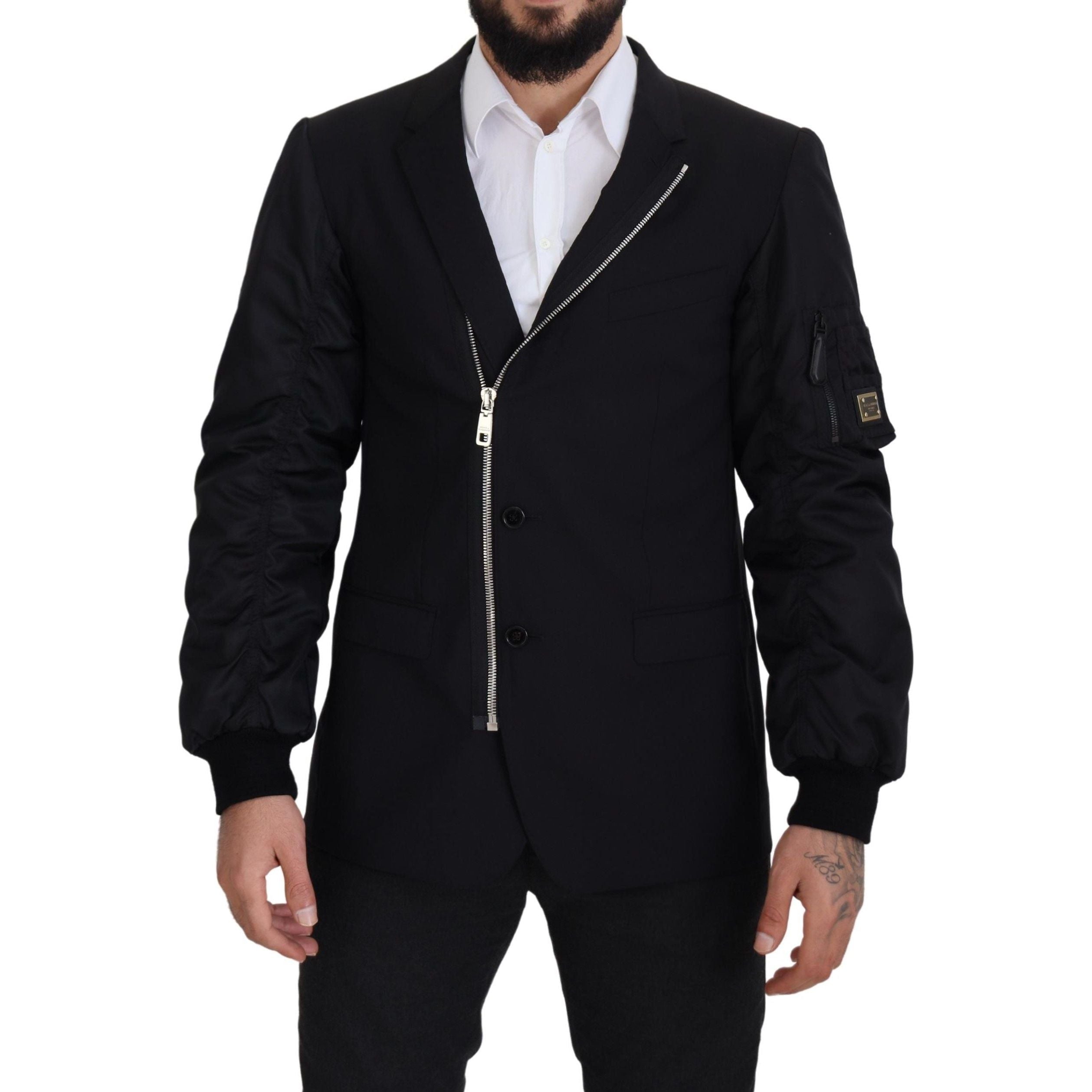 Dolce & Gabbana Black Virgin Wool Jacket Elegance