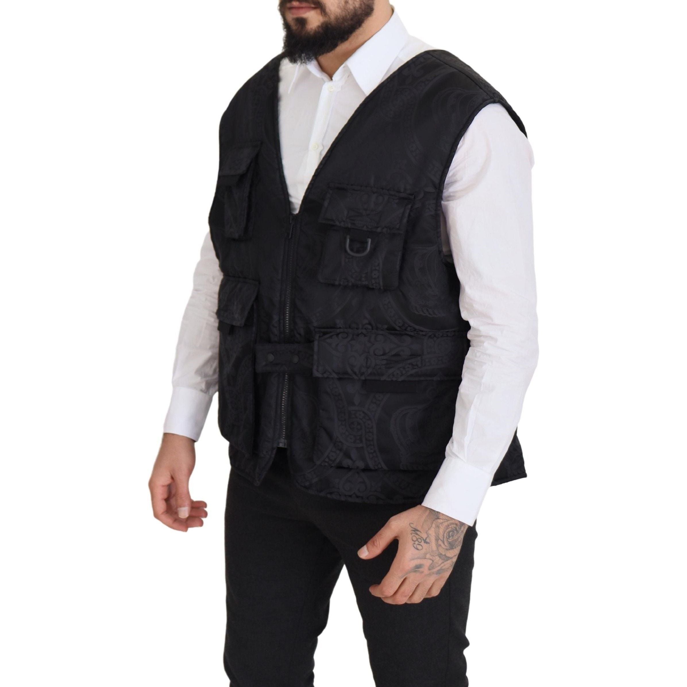 Dolce & Gabbana Black Nylon Elegant Sleeveless Vest Jacket