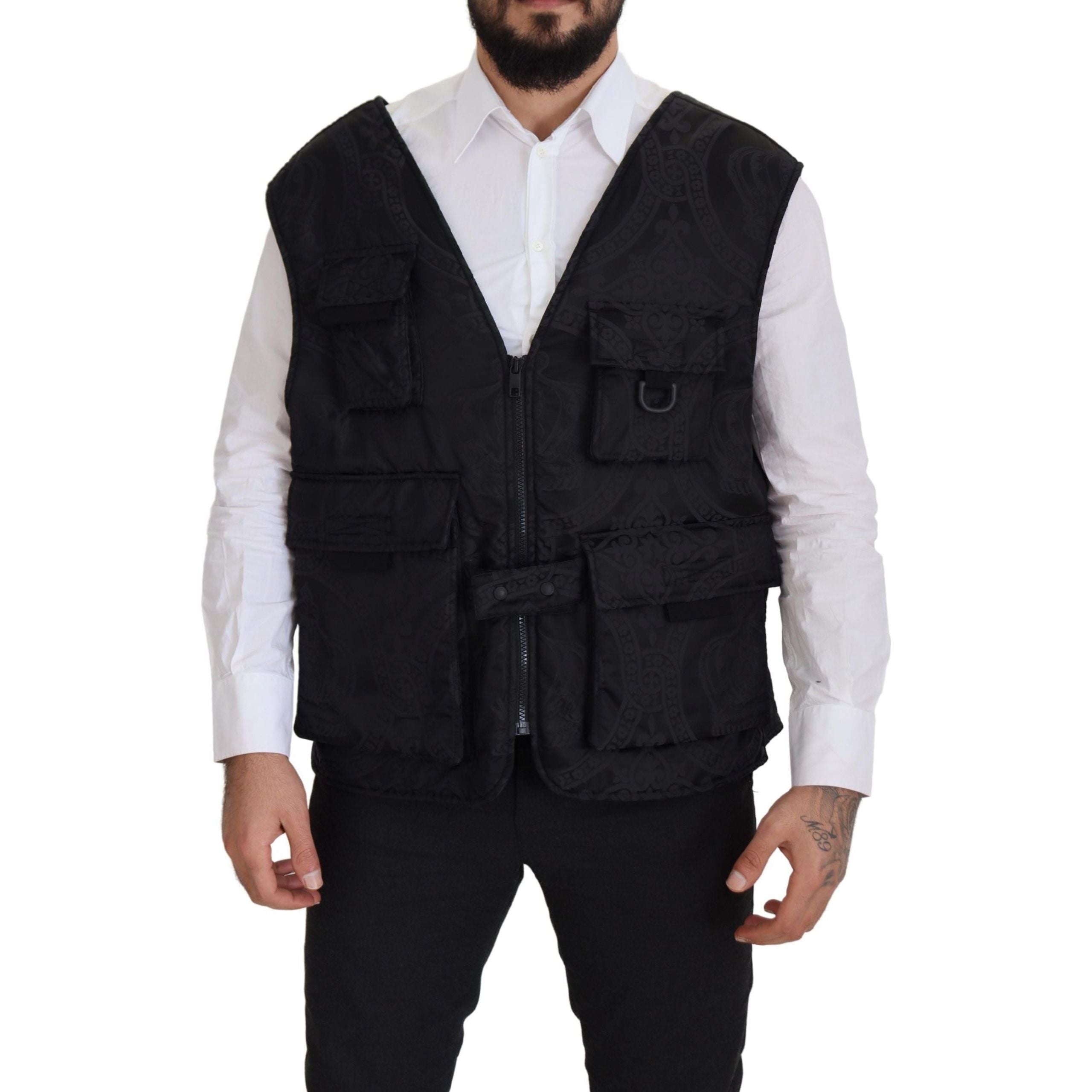Dolce & Gabbana Black Nylon Elegant Sleeveless Vest Jacket