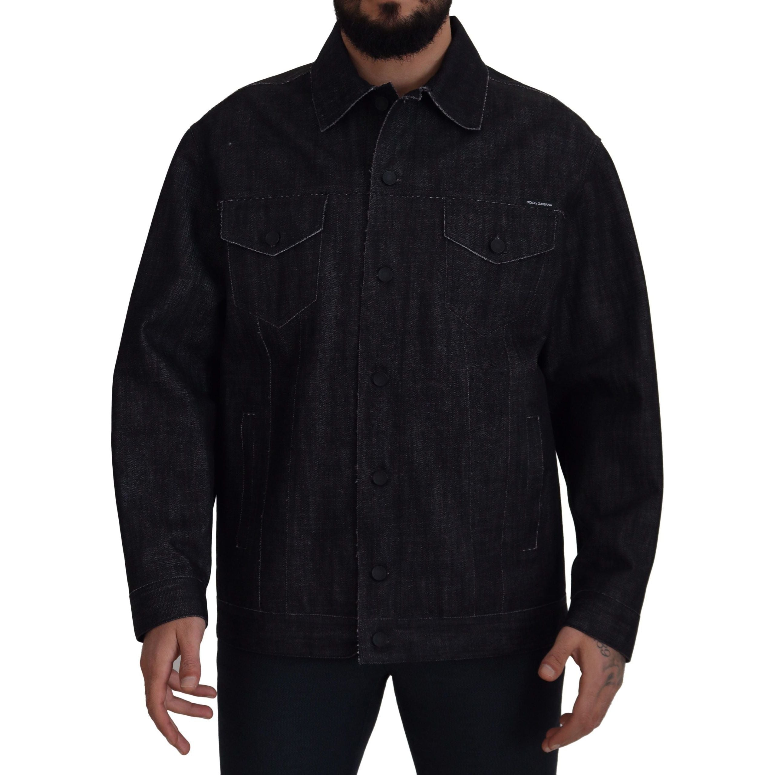 Dolce & Gabbana Black Cotton Denim Jacket for Distinct Style
