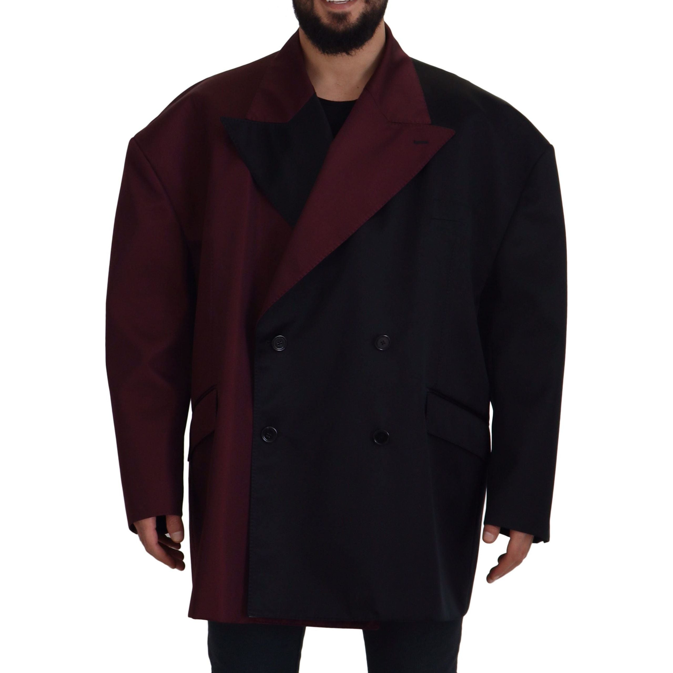 Dolce & Gabbana Bordeaux Wool Double-Breasted Jacket