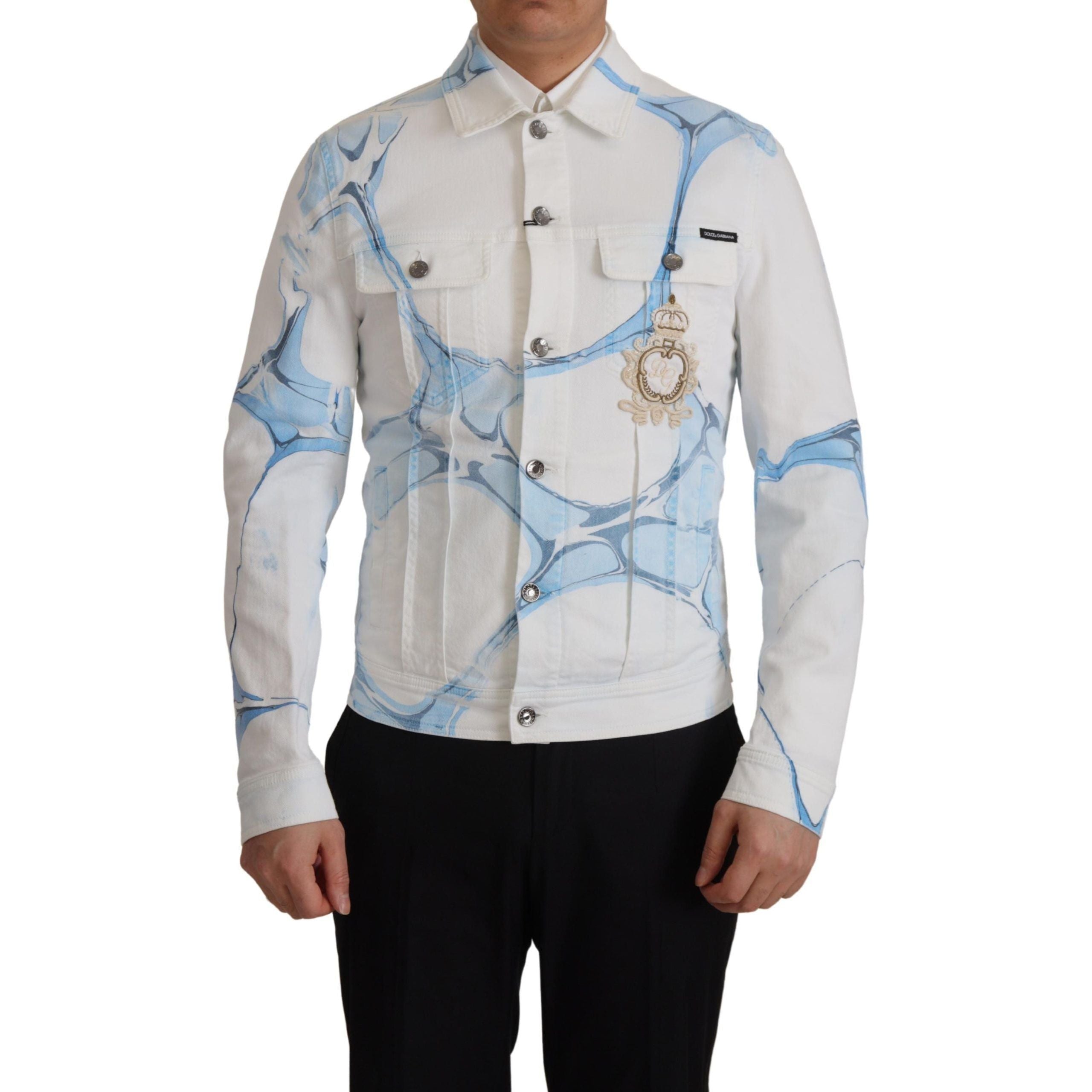Dolce & Gabbana Multicolor Denim Embroidered Jacket