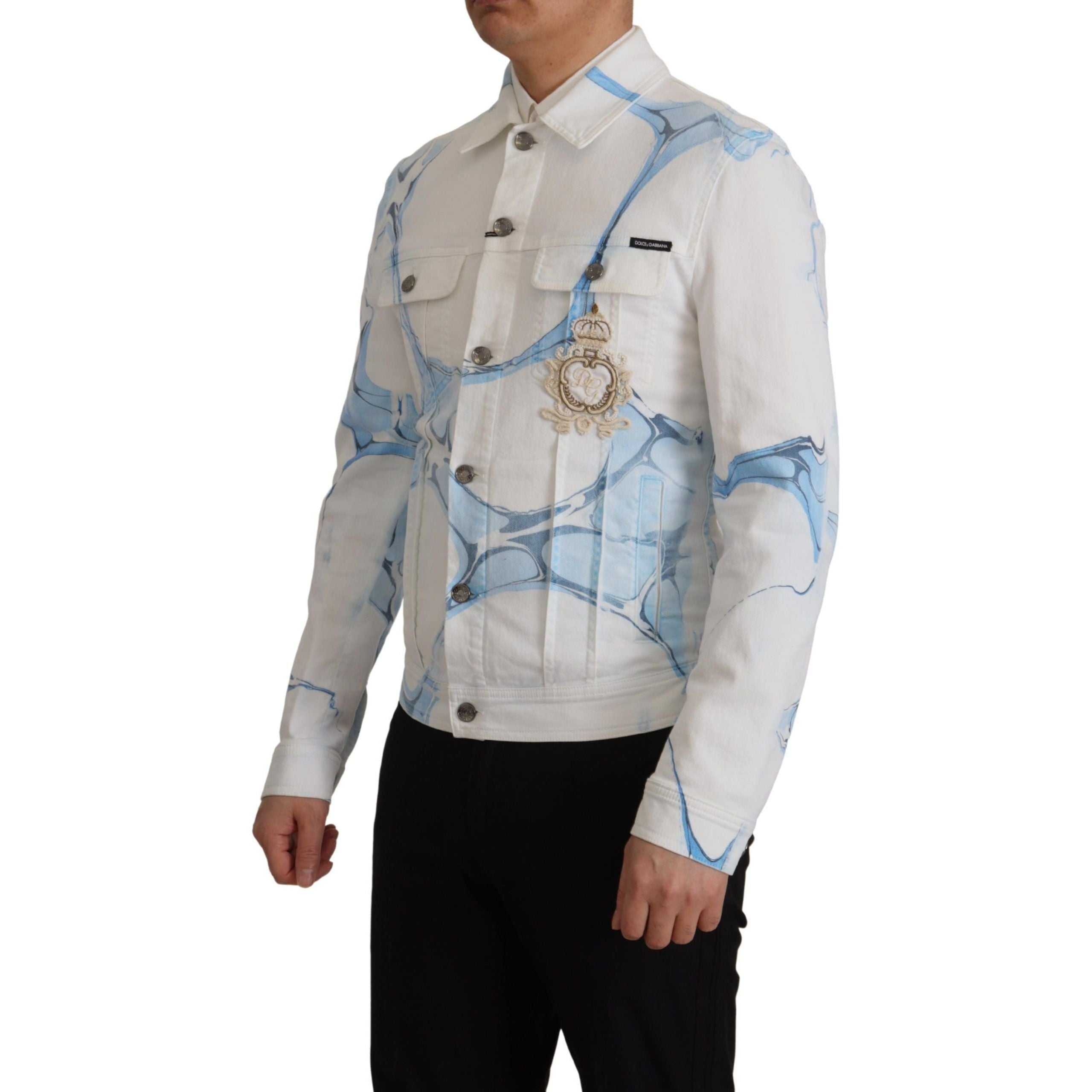 Dolce & Gabbana Multicolor Denim Embroidered Jacket