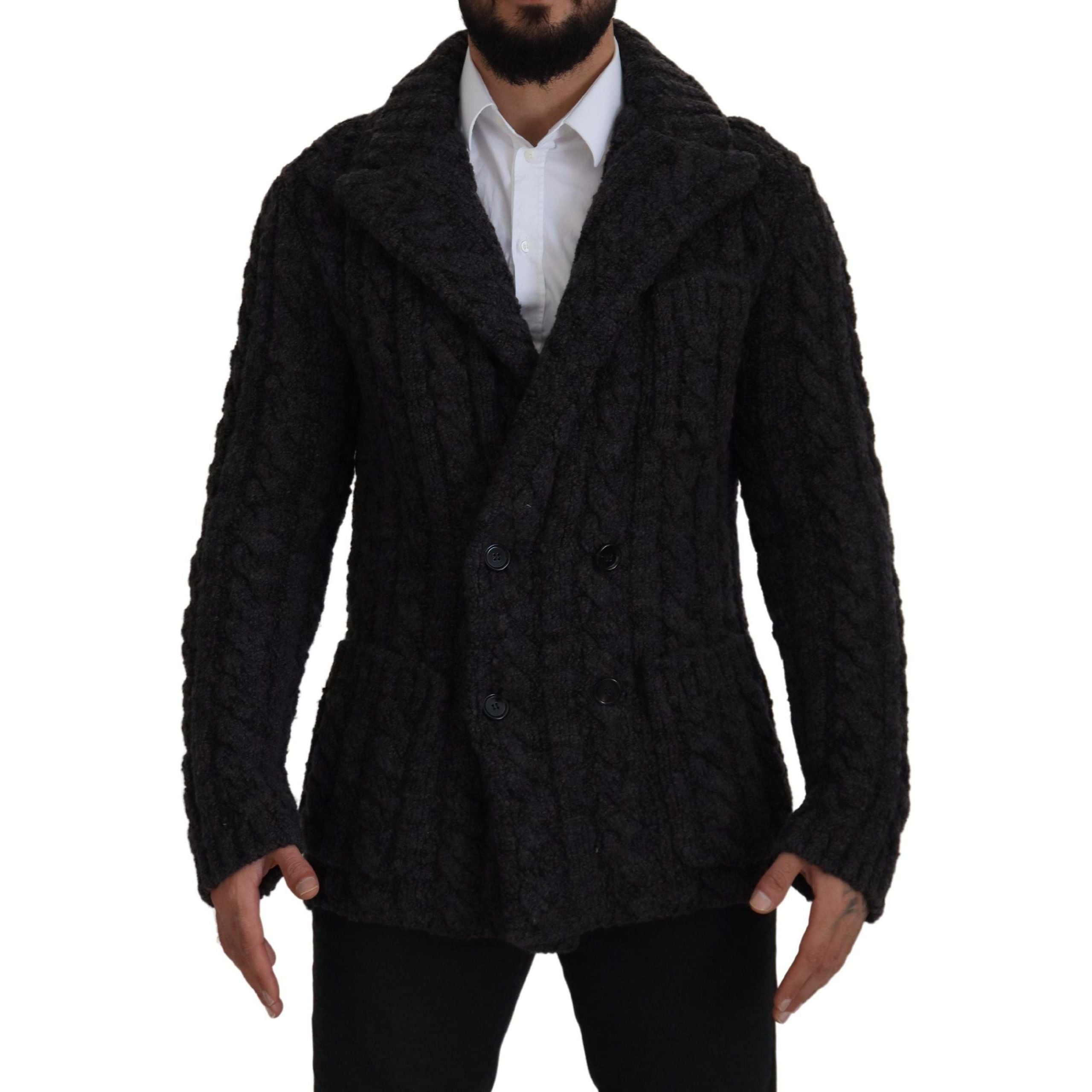 Dolce & Gabbana Grey Wool-Cashmere Double-Breasted Coat