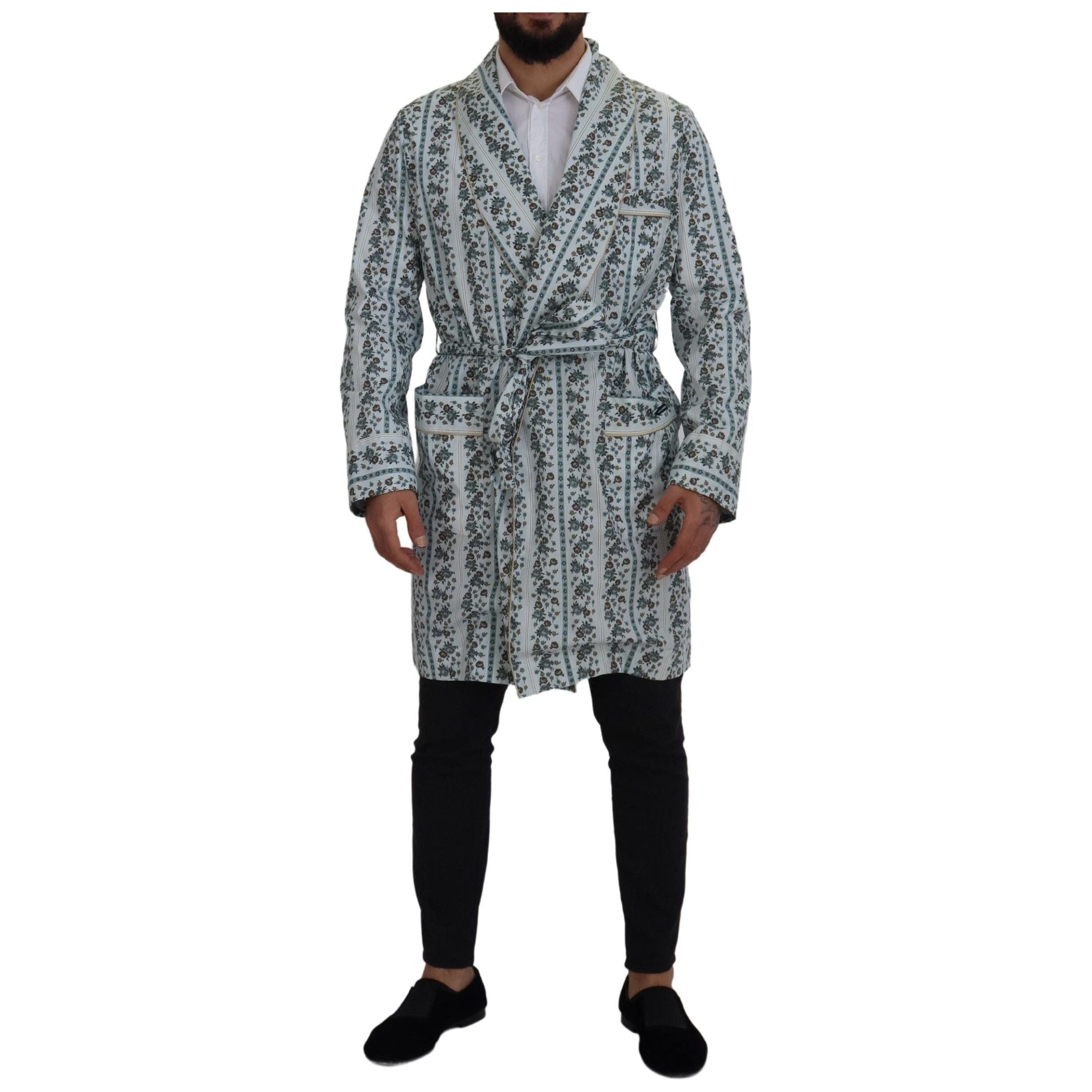 Dolce & Gabbana White Cotton Jacket Robe Luxe