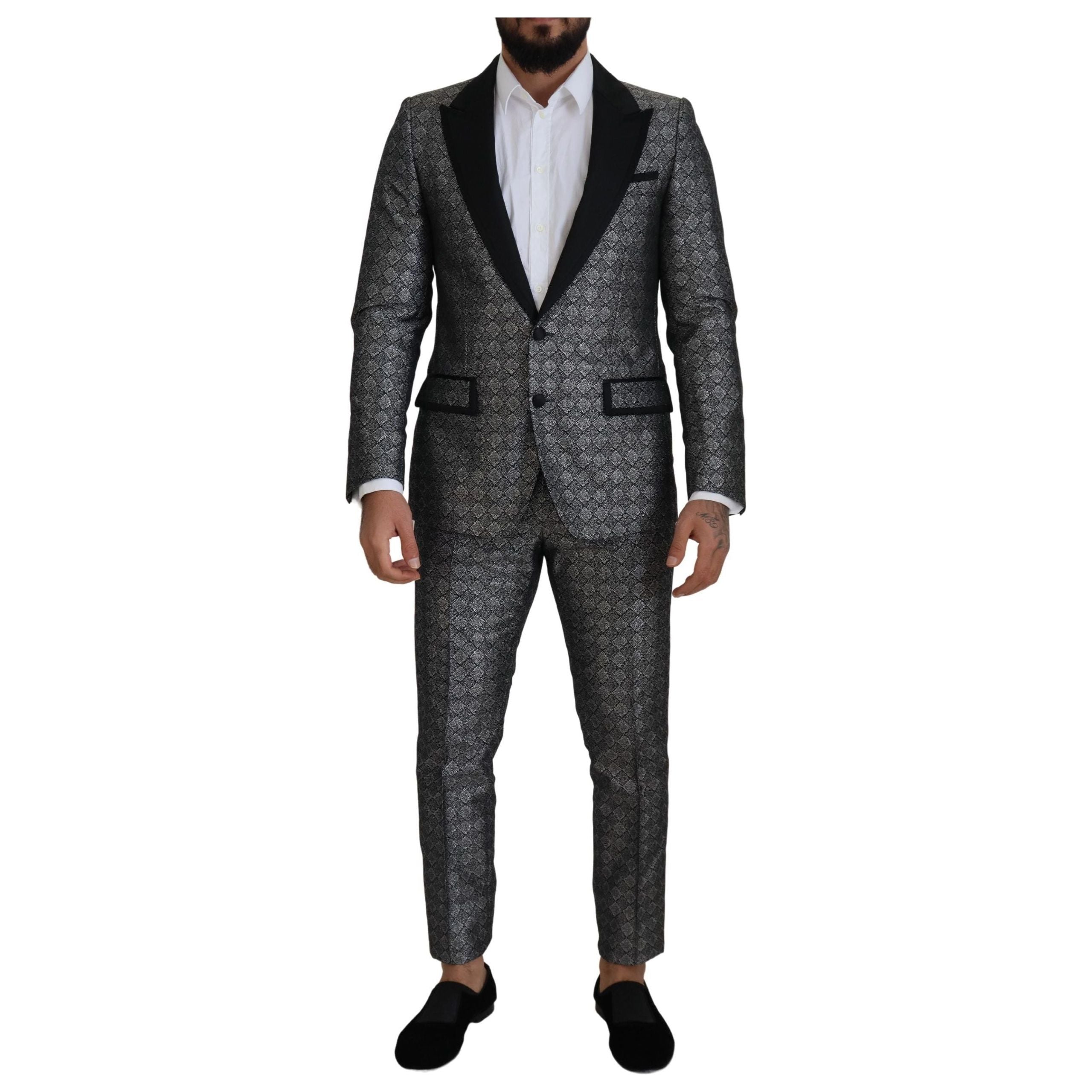 Dolce & Gabbana Silver Wool Tailored Suit