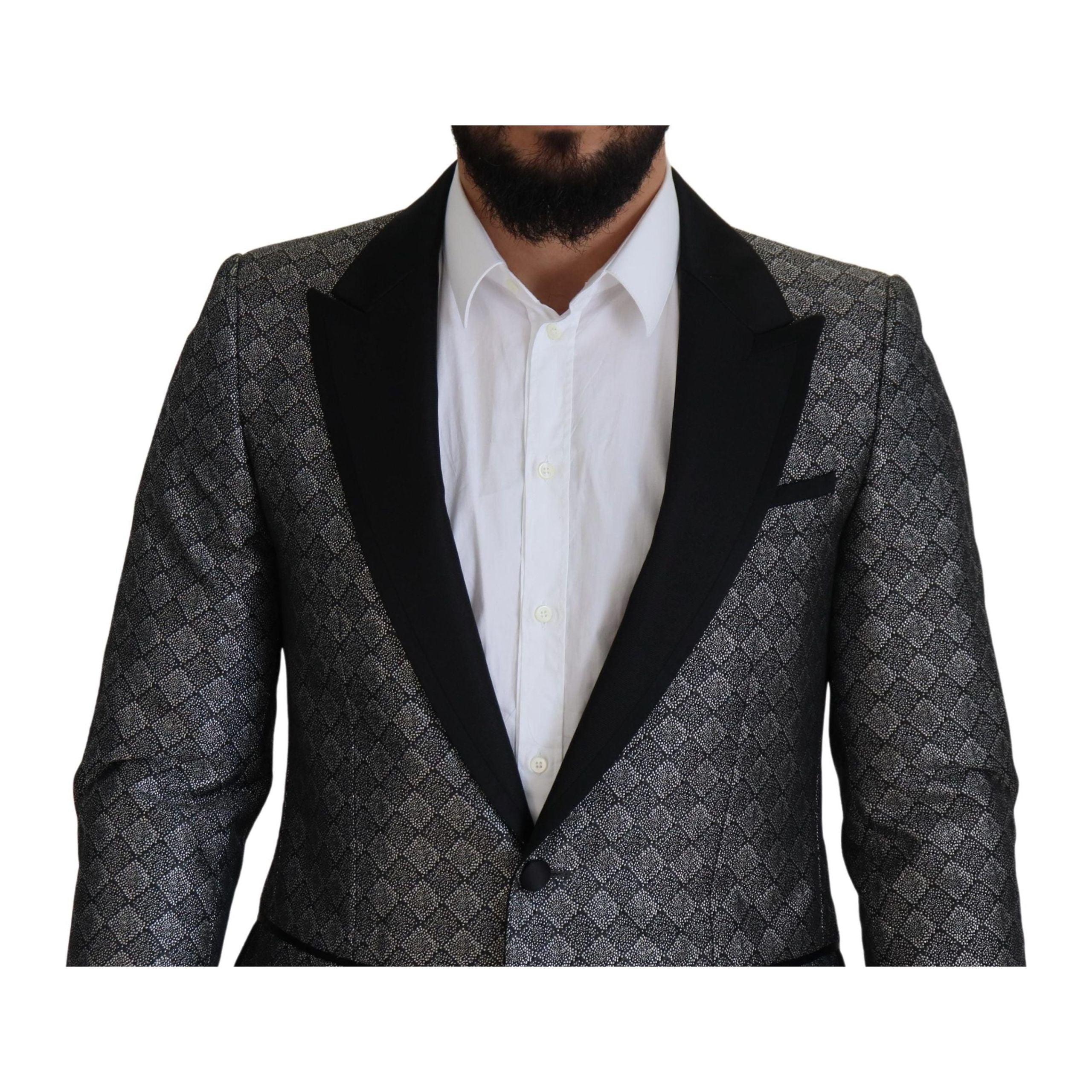 Dolce & Gabbana Silver Wool Tailored Suit