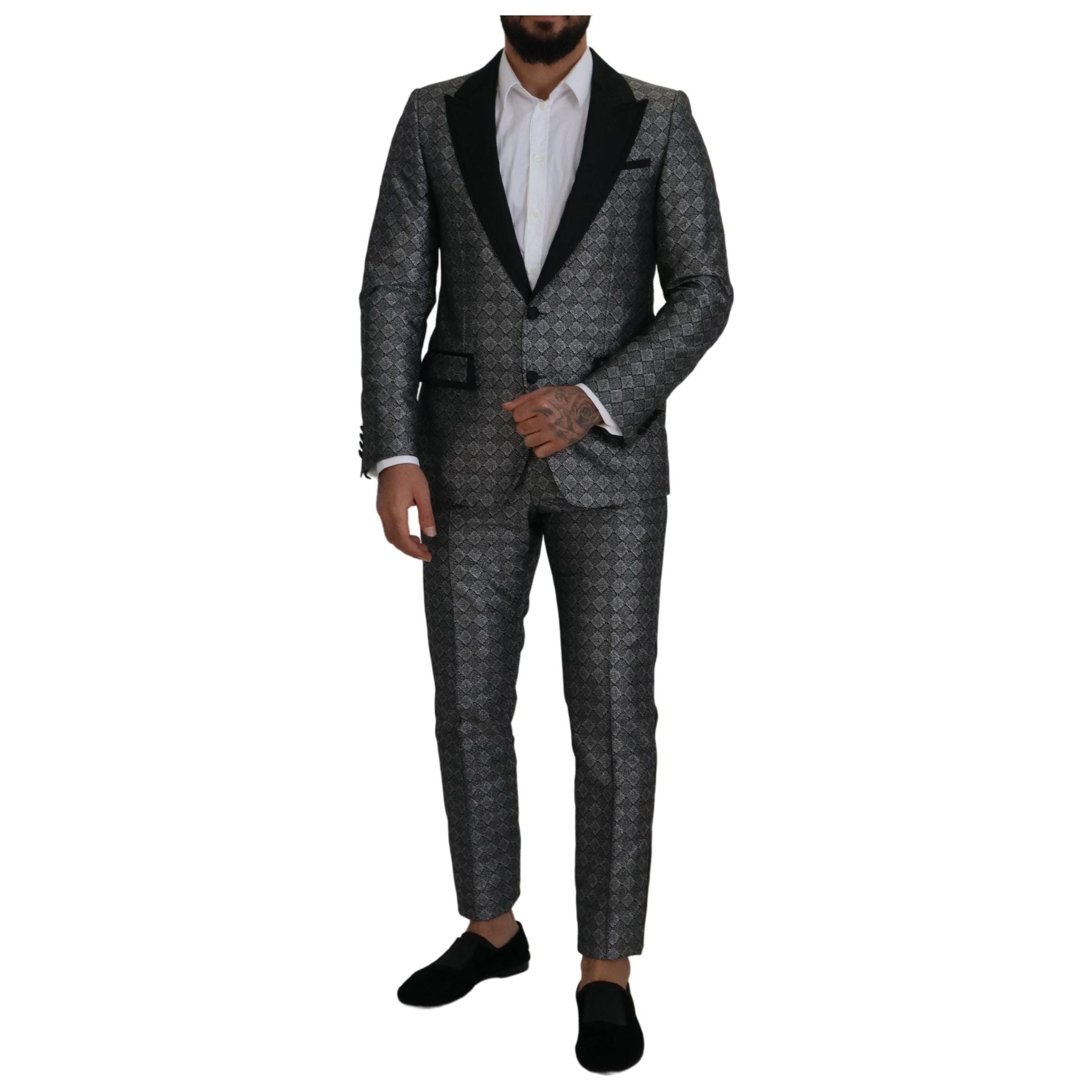 Dolce & Gabbana Silver Wool Tailored Suit