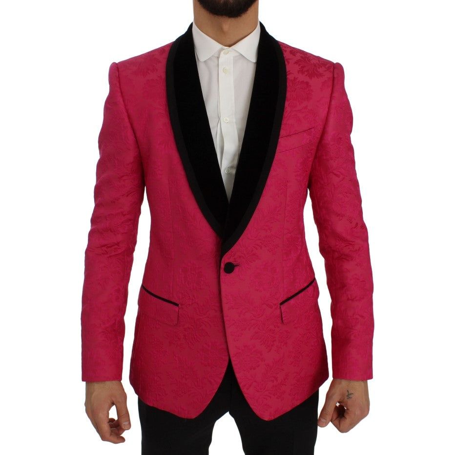 Dolce & Gabbana Pink Brocade Single-Breasted Blazer