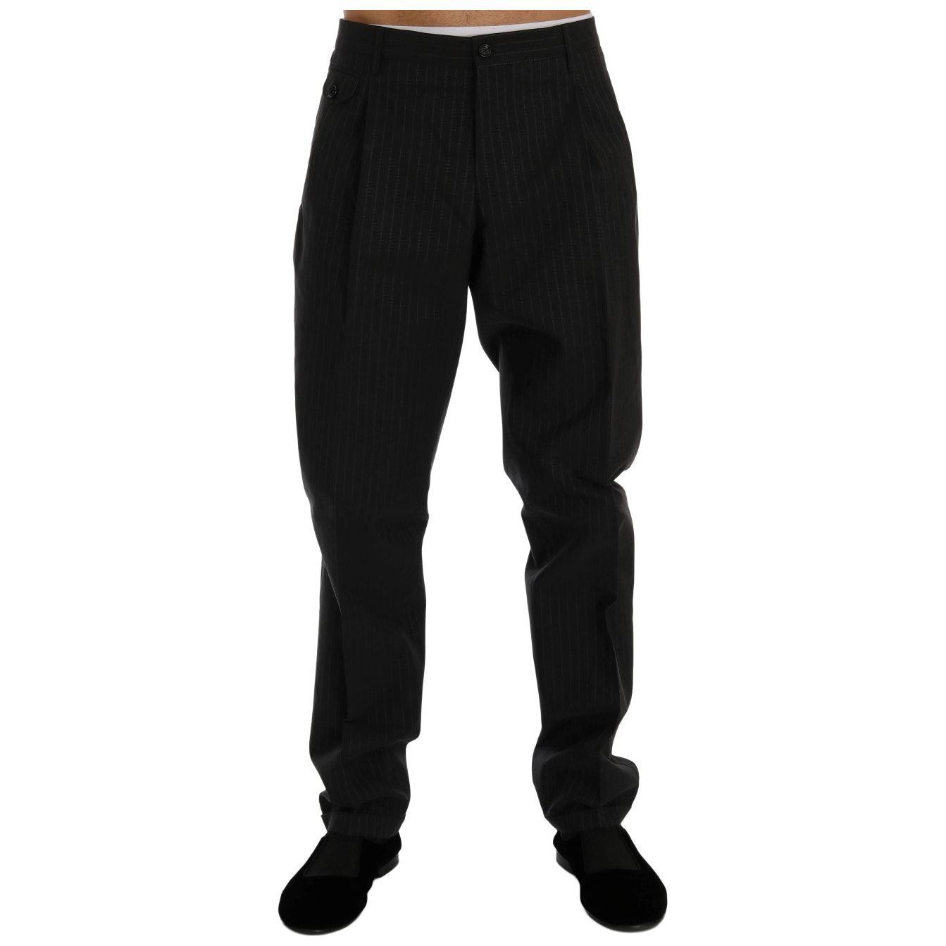 Dolce & Gabbana Navy Cotton Straight Fit Dress Trousers