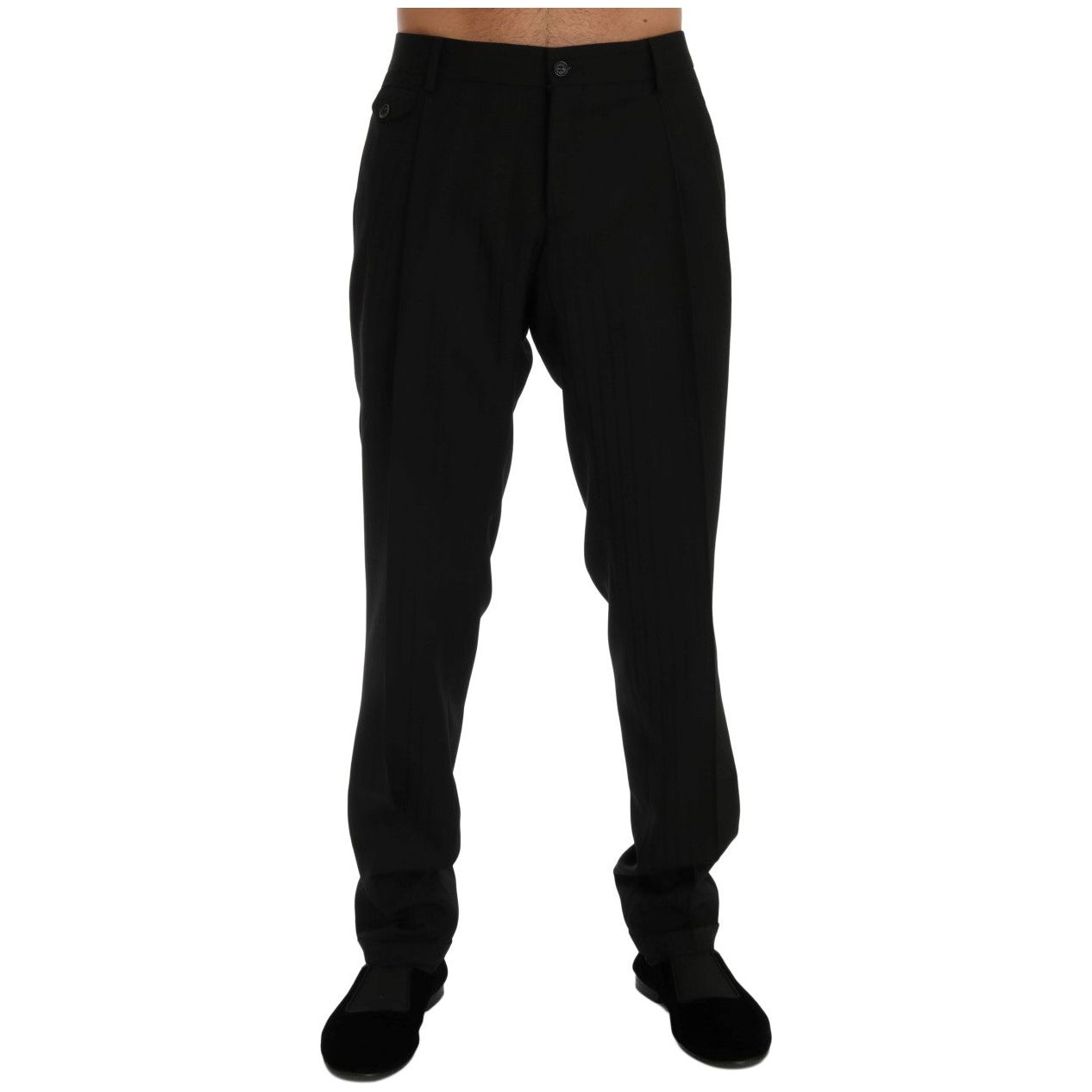 Dolce & Gabbana Black Wool Striped Dress Pants