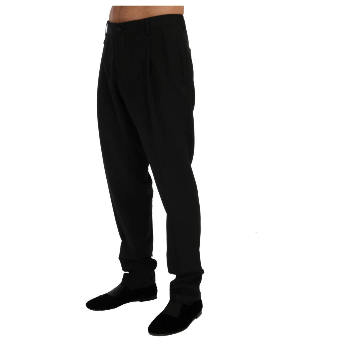 Dolce & Gabbana Black Wool Striped Dress Pants