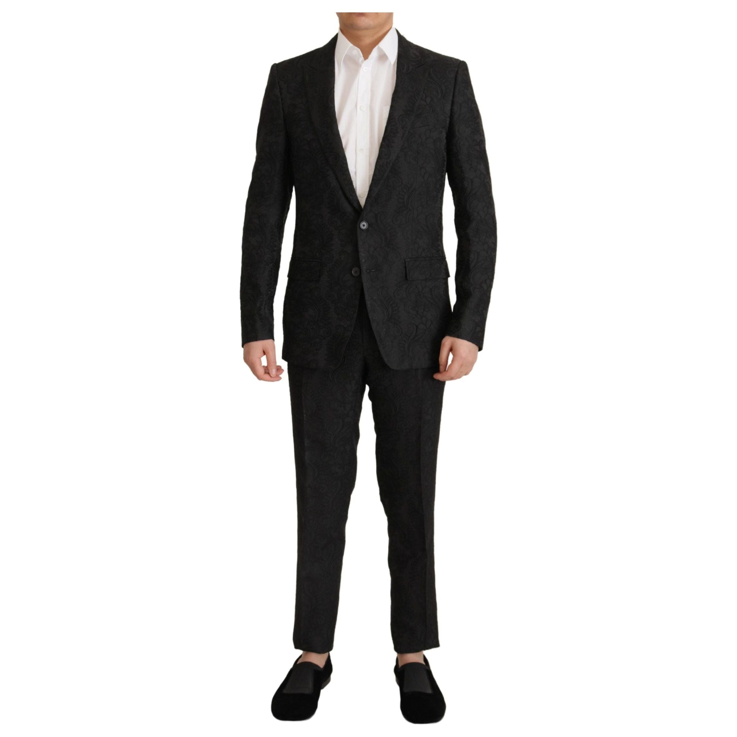 Dolce & Gabbana Black Glitter Fabric Martini Suit Set