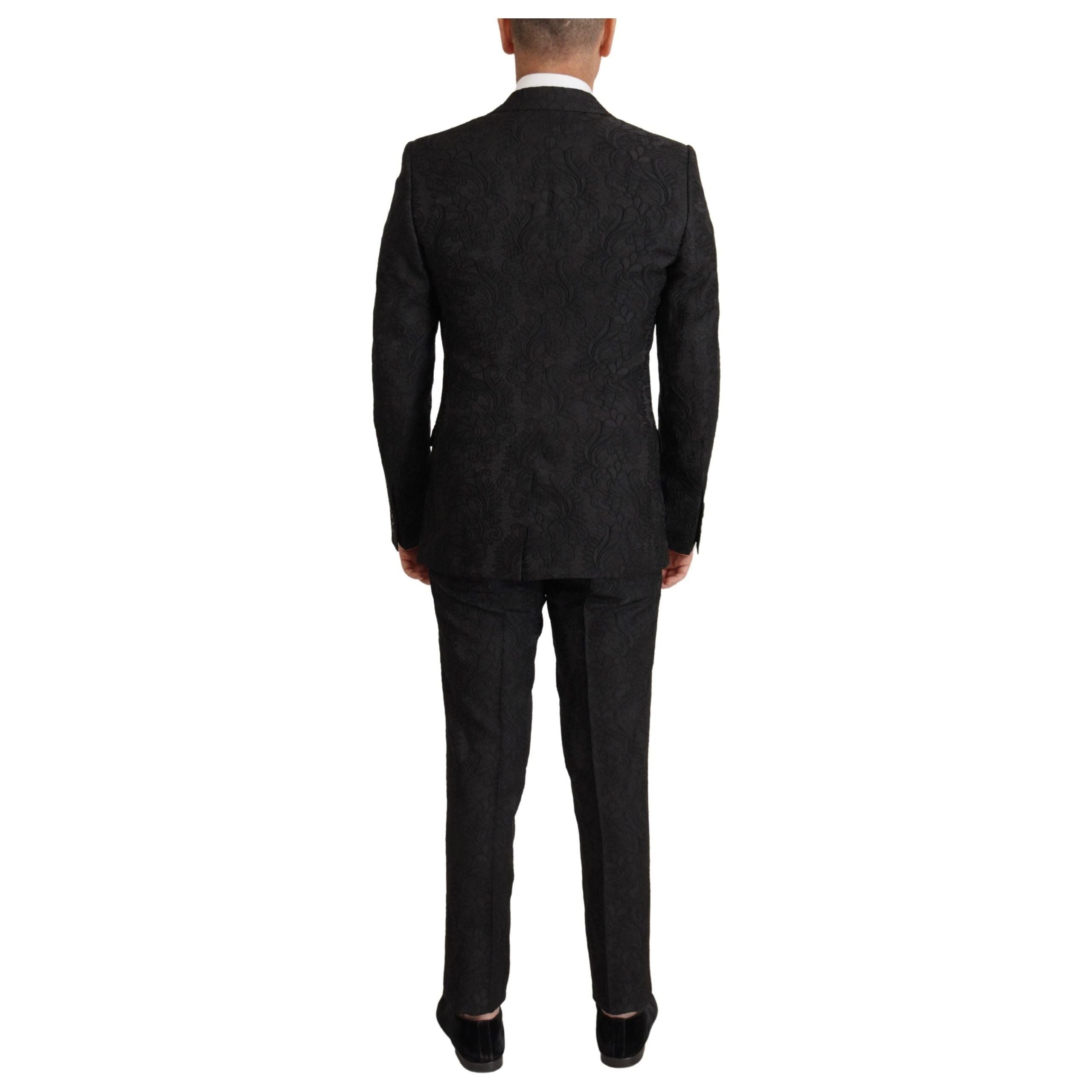 Dolce & Gabbana Black Glitter Fabric Martini Suit Set