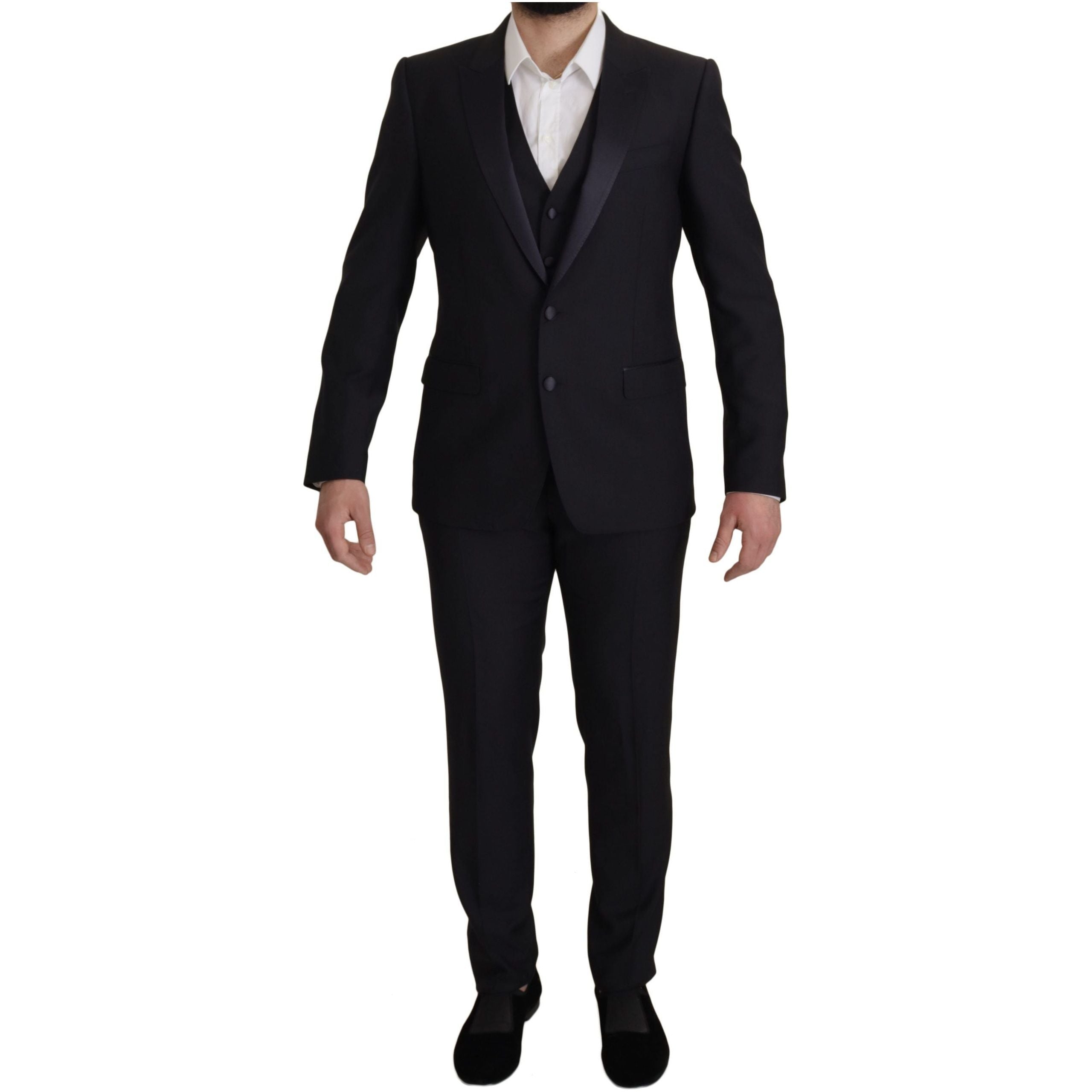 Dolce & Gabbana Black Wool Blend Three-Piece Suit