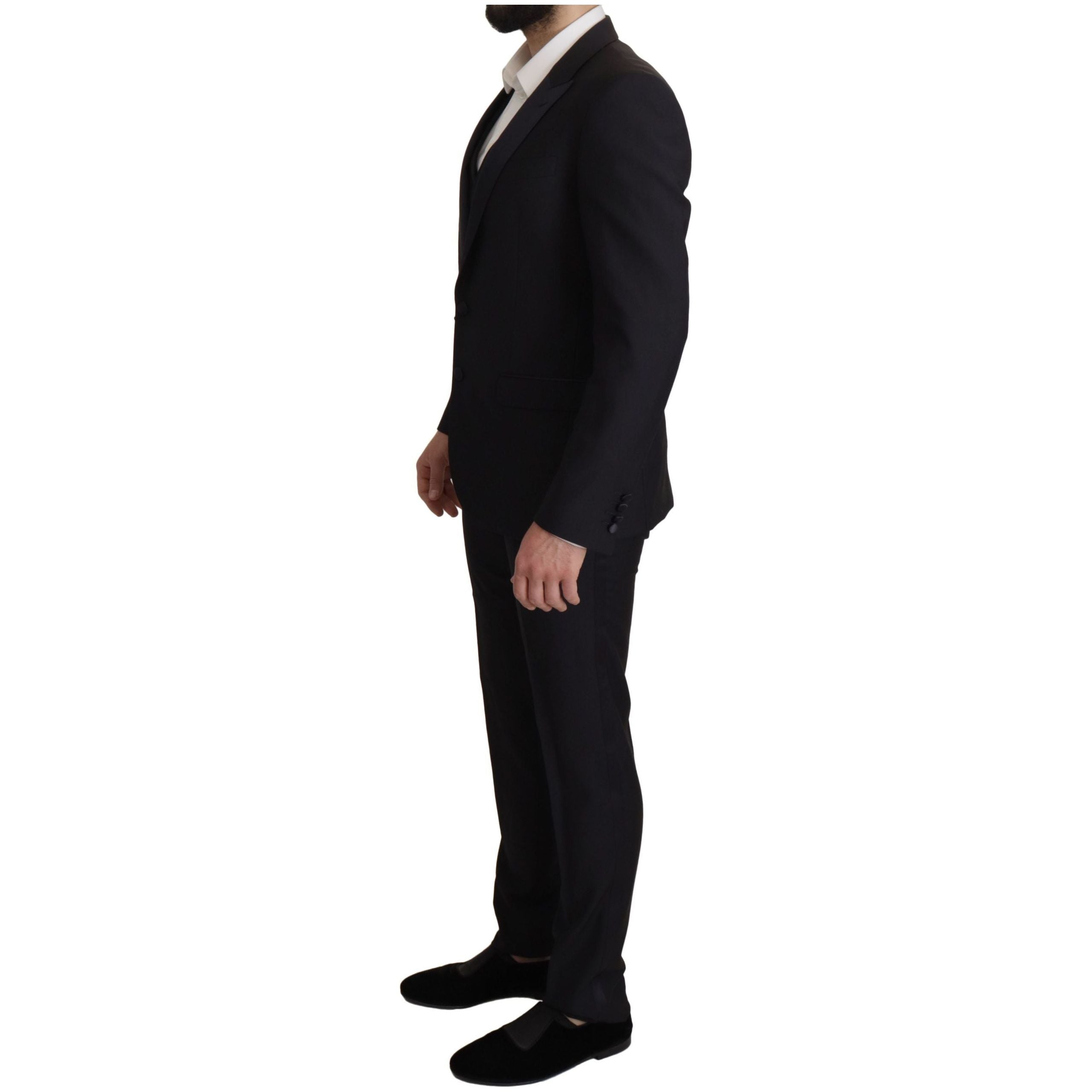 Dolce & Gabbana Black Wool Blend Three-Piece Suit