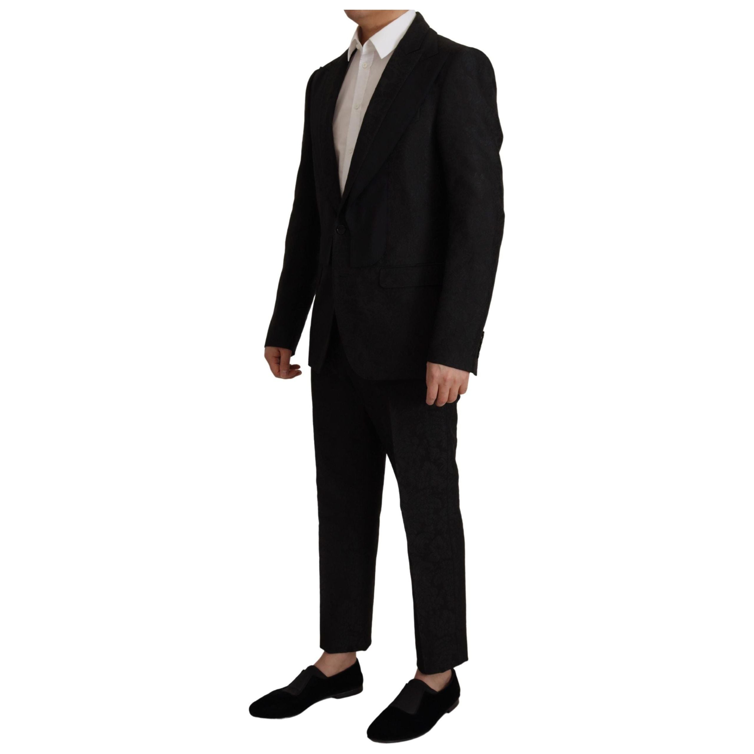 Dolce & Gabbana Black Silk Two-Piece Martini Suit