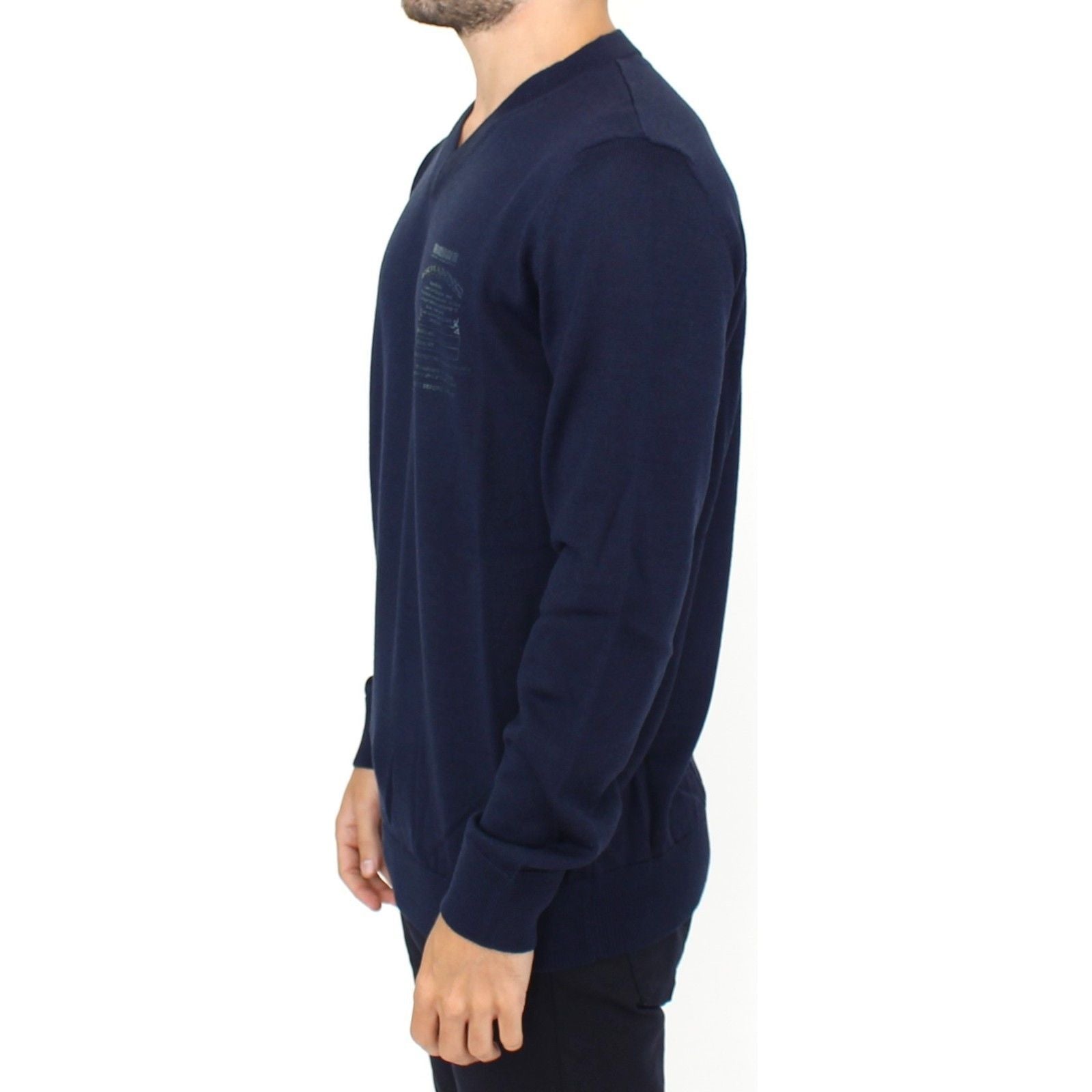 Ermanno Scervino Blue Wool Blend V-Neck Pullover