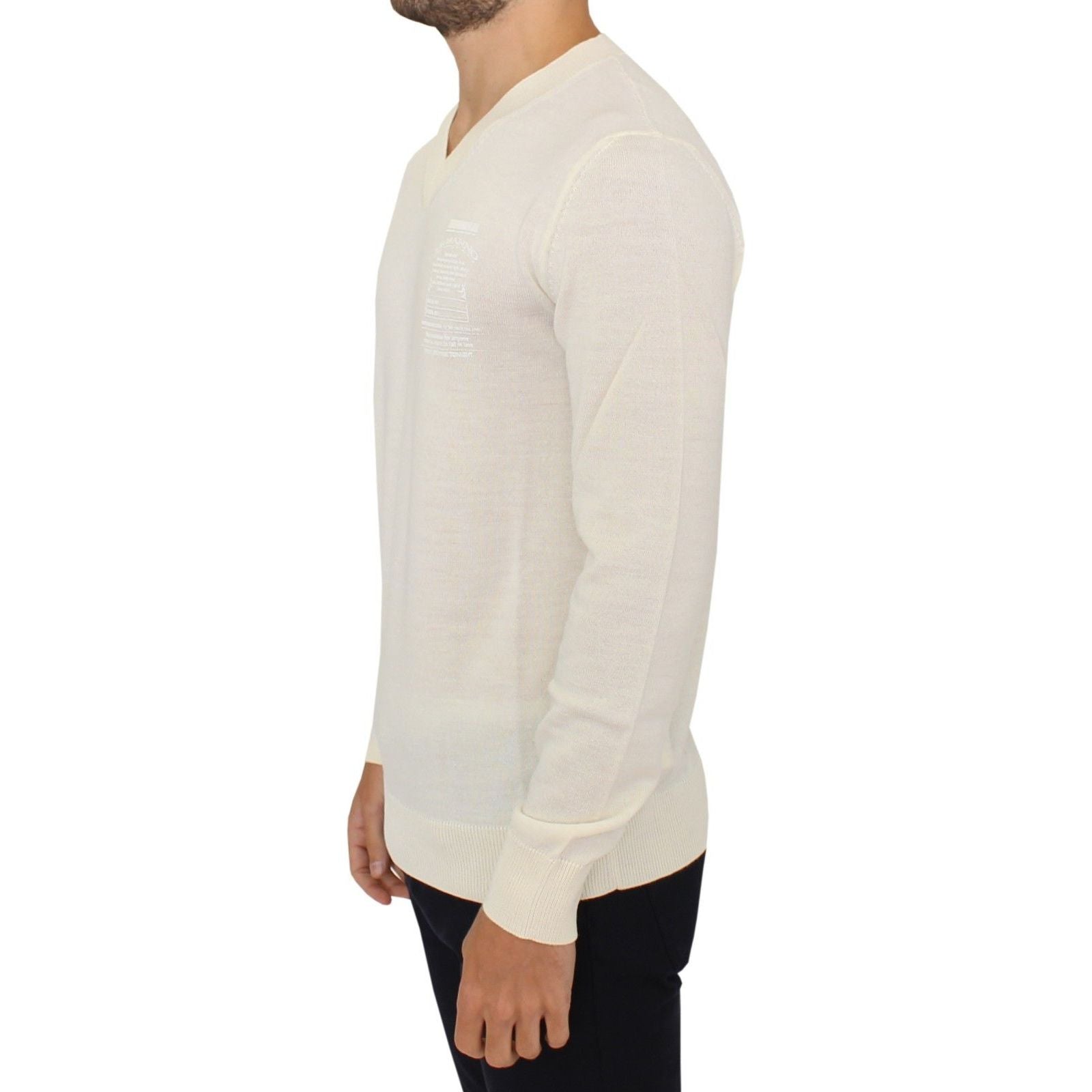 Ermanno Scervino Off-White Wool Blend V-Neck Pullover