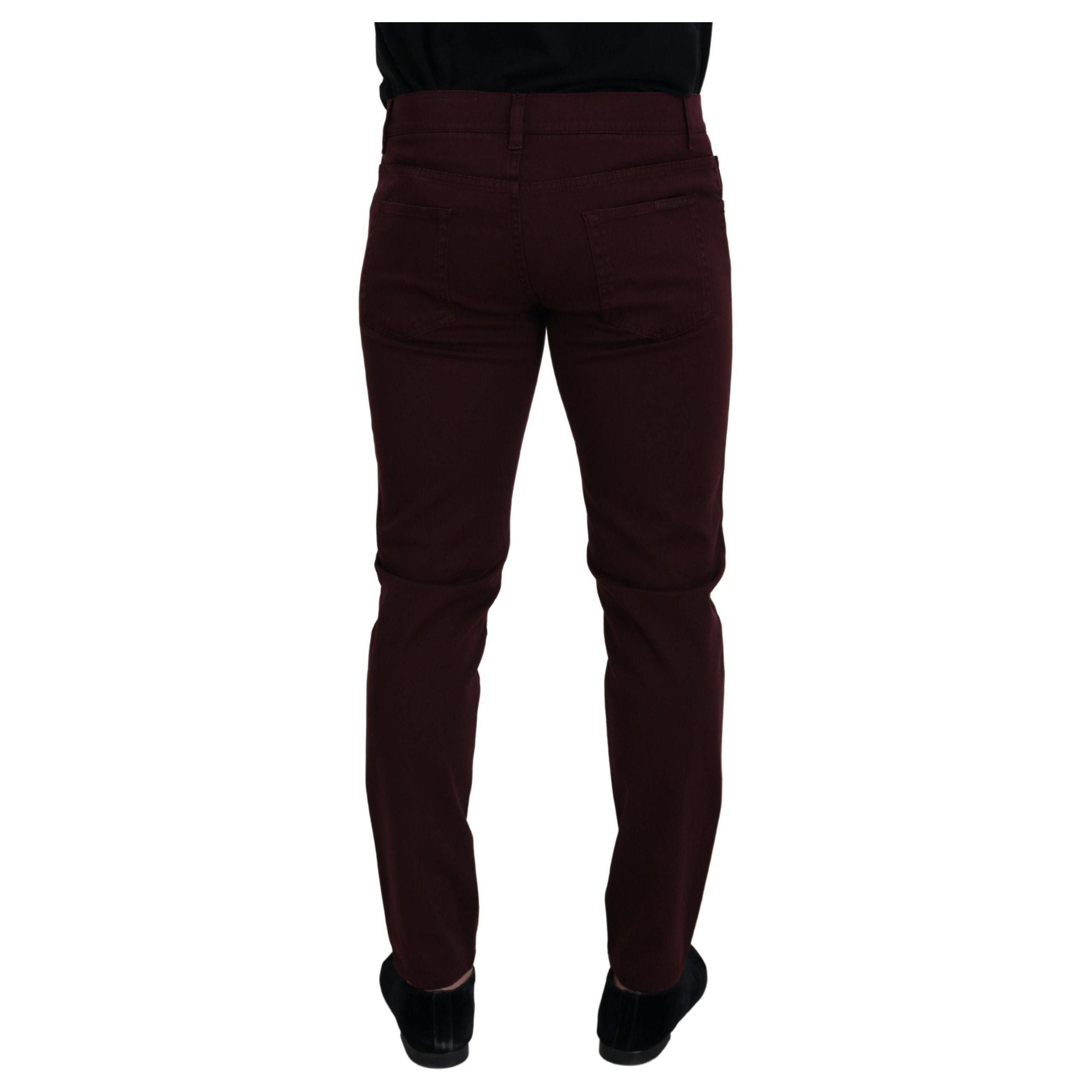 Dolce & Gabbana Bordeaux Cotton Slim Fit Jeans - Italian Luxury