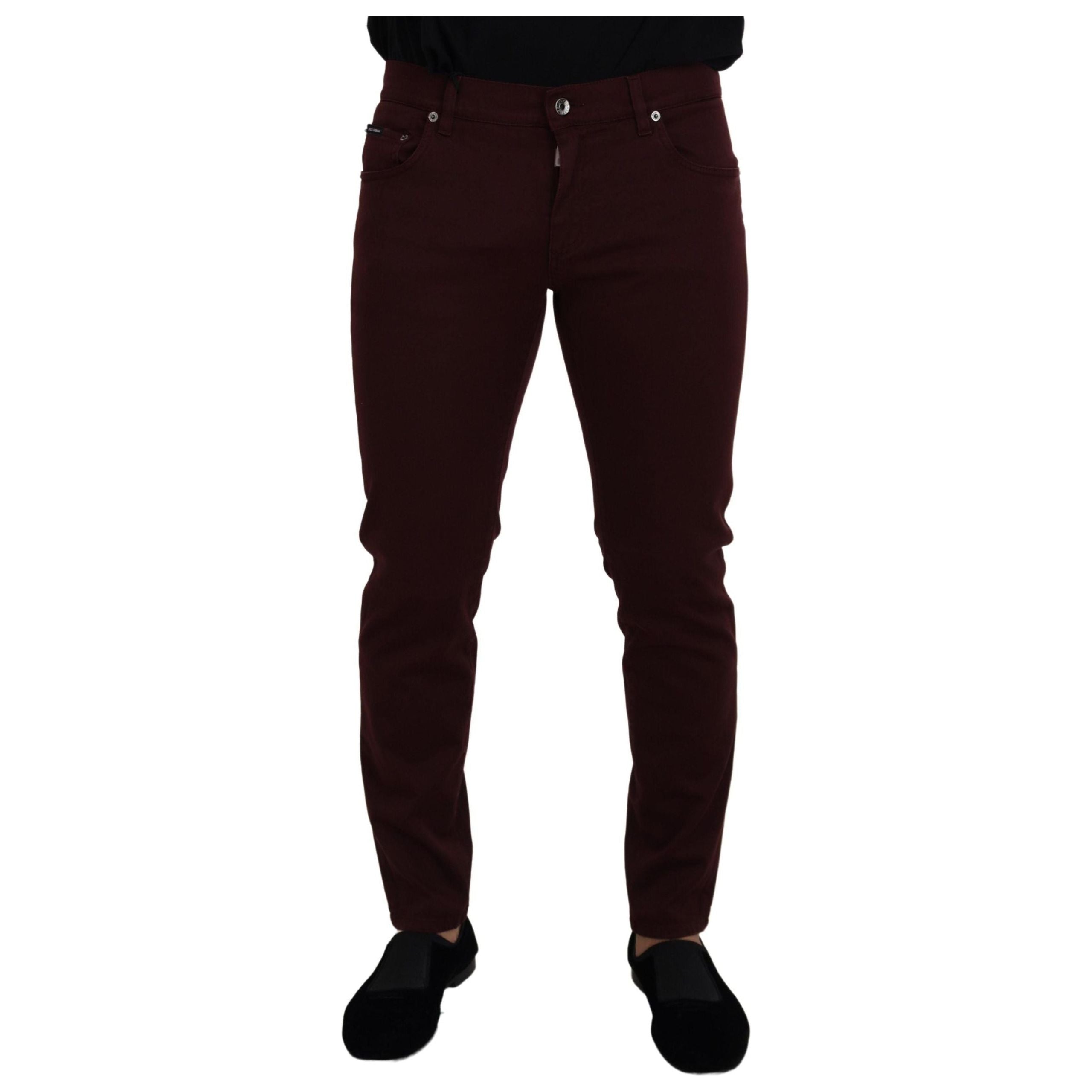 Dolce & Gabbana Bordeaux Cotton Slim Fit Jeans - Italian Luxury