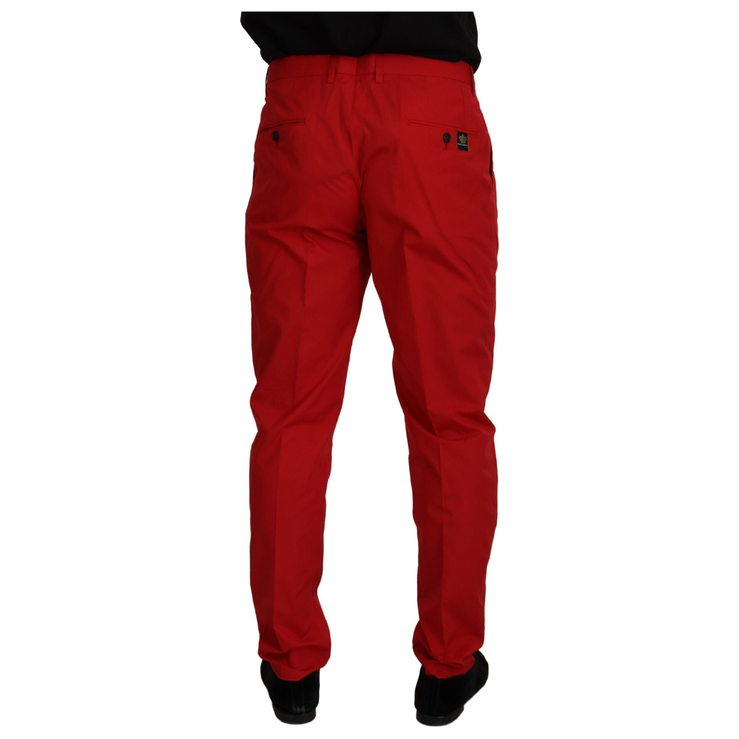 Dolce & Gabbana Elegant Slim Fit Crimson Chinos for Chic Style