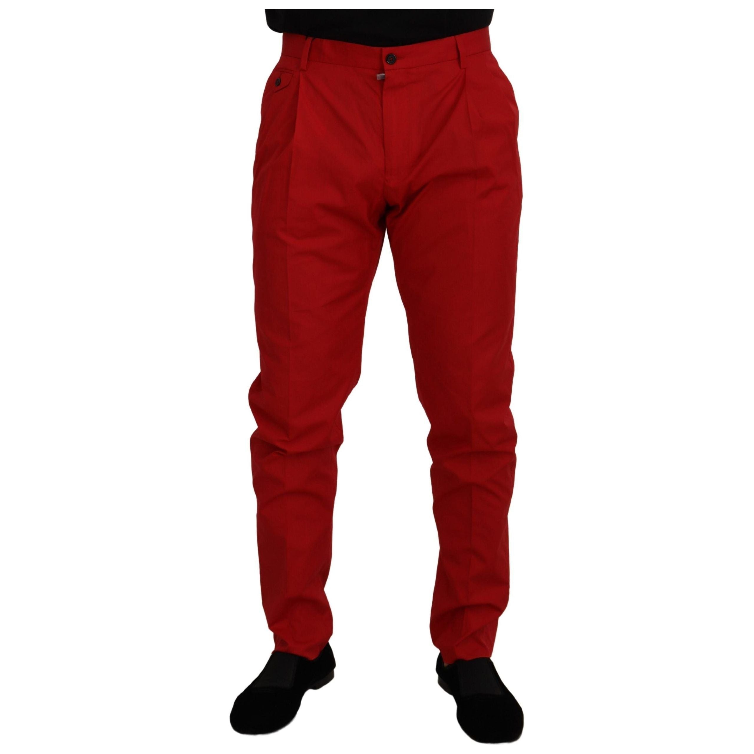 Dolce & Gabbana Elegant Slim Fit Crimson Chinos for Chic Style