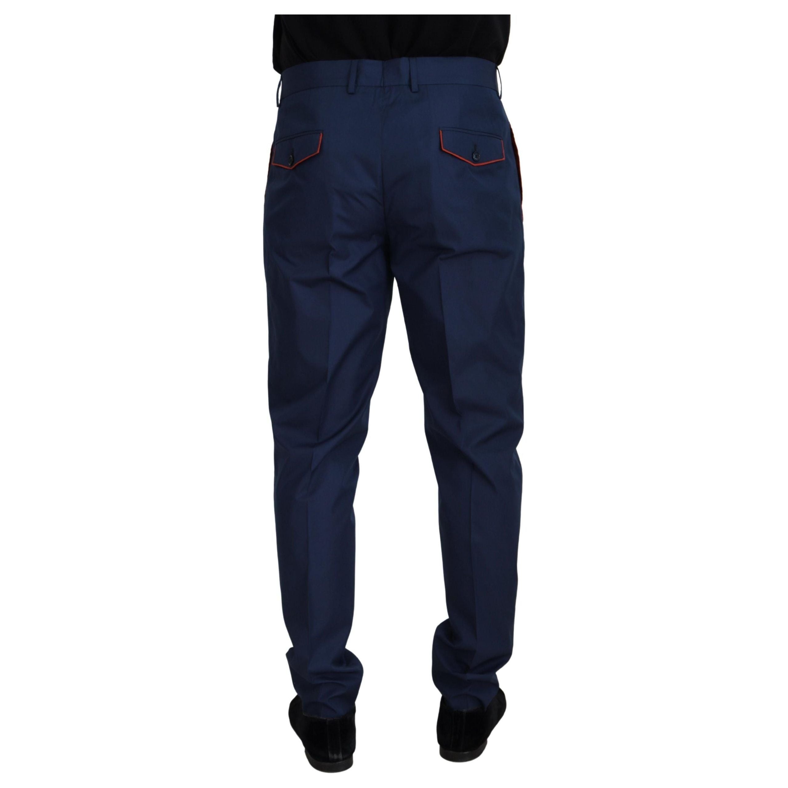 Dolce & Gabbana Elegant Slim Fit Chinos in Blue Silk Blend