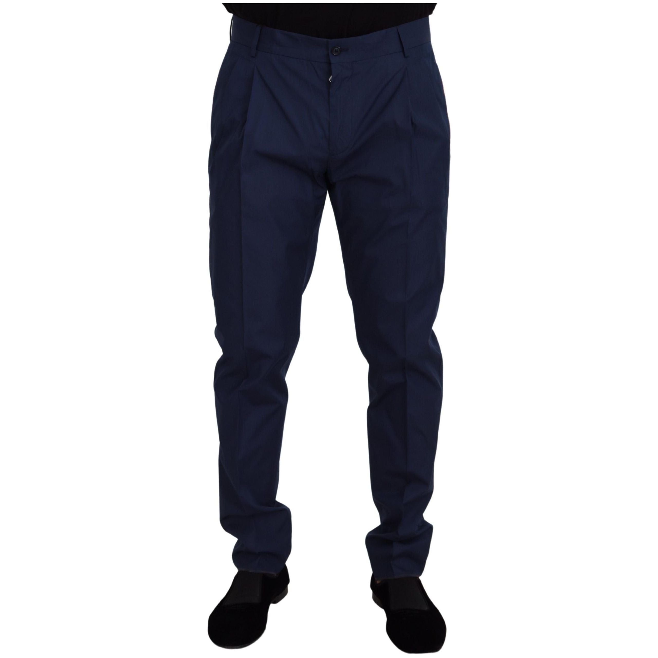 Dolce & Gabbana Elegant Slim Fit Chinos in Blue Silk Blend