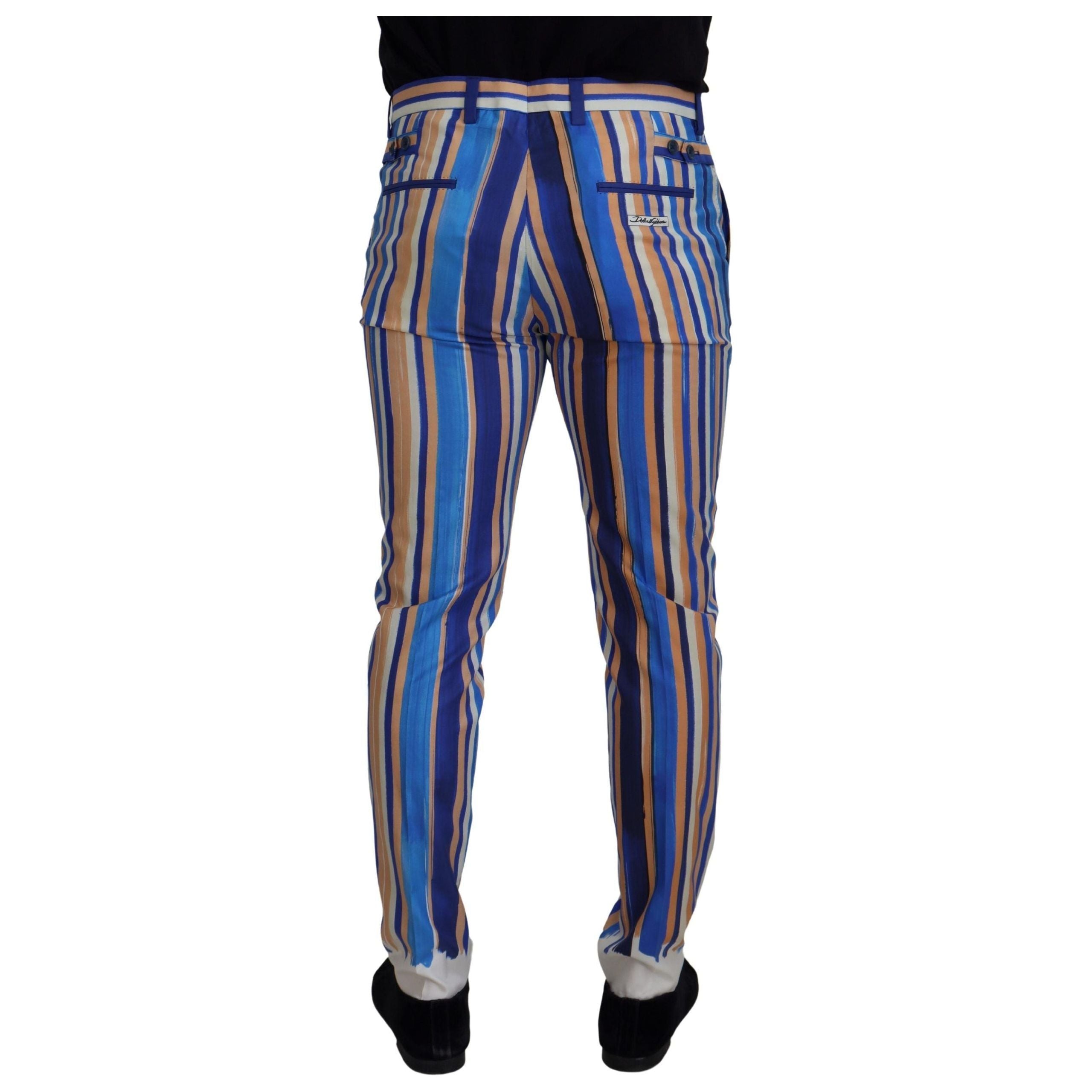 Dolce & Gabbana Blue Cotton Silk Chinos for Elegance