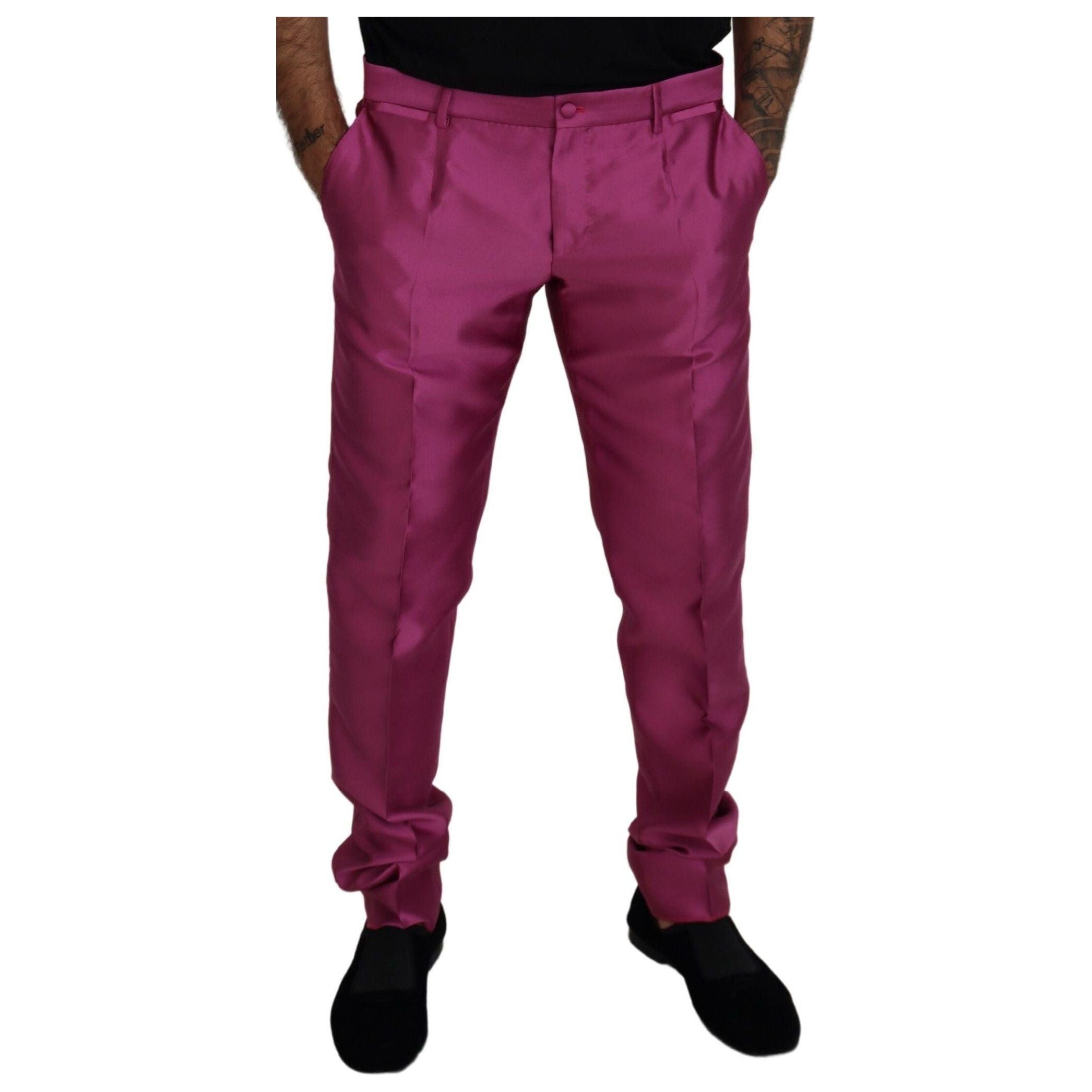 Dolce & Gabbana Elegant Slim Fit Formal Dress Pants in Pink